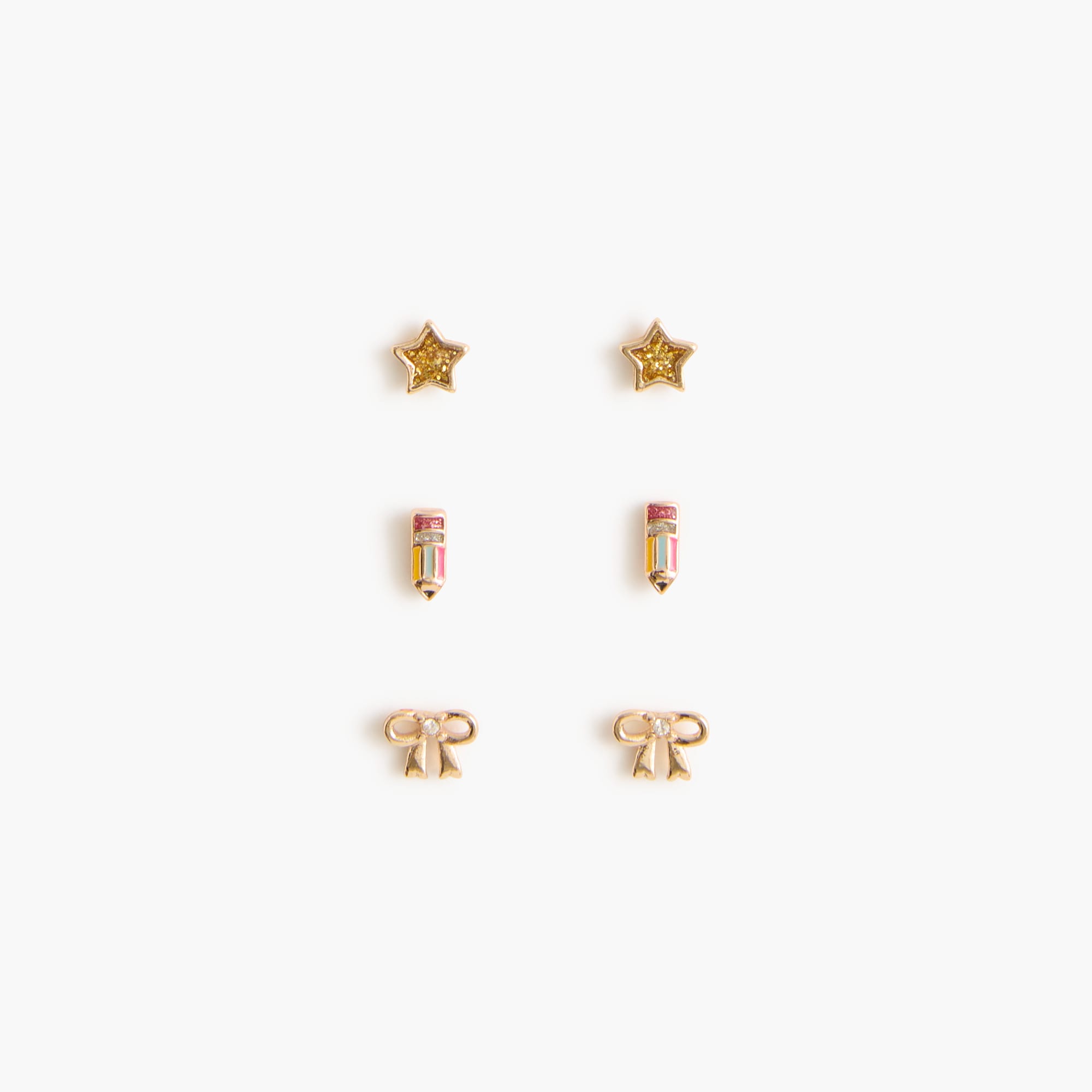 Girls' back-to-school stud earrings set-of-three