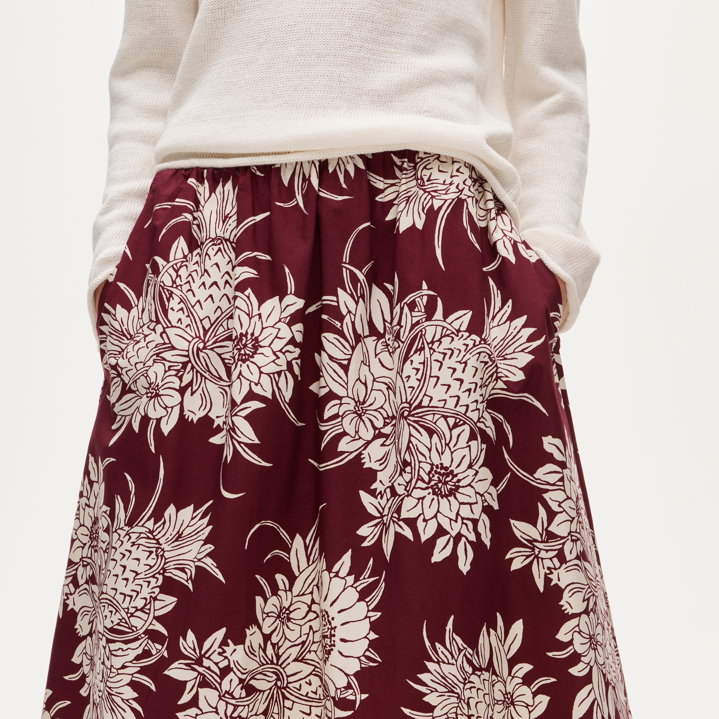 Pull-on midi skirt in pineapple garden print - image 3