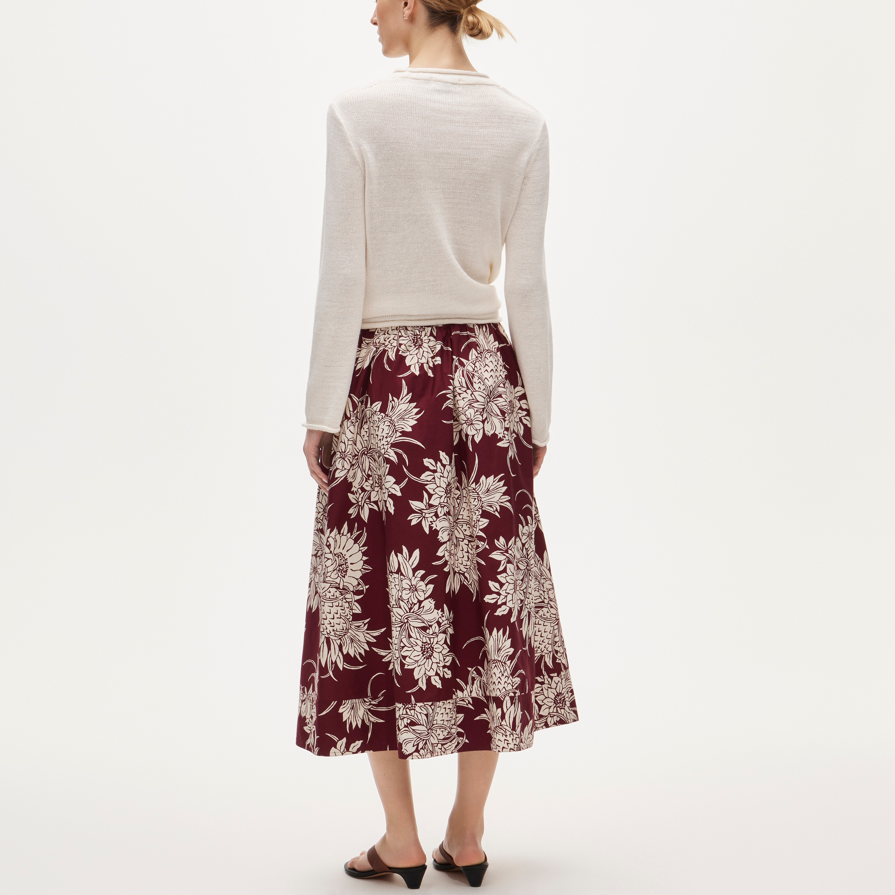 Pull-on midi skirt in pineapple garden print - image 4