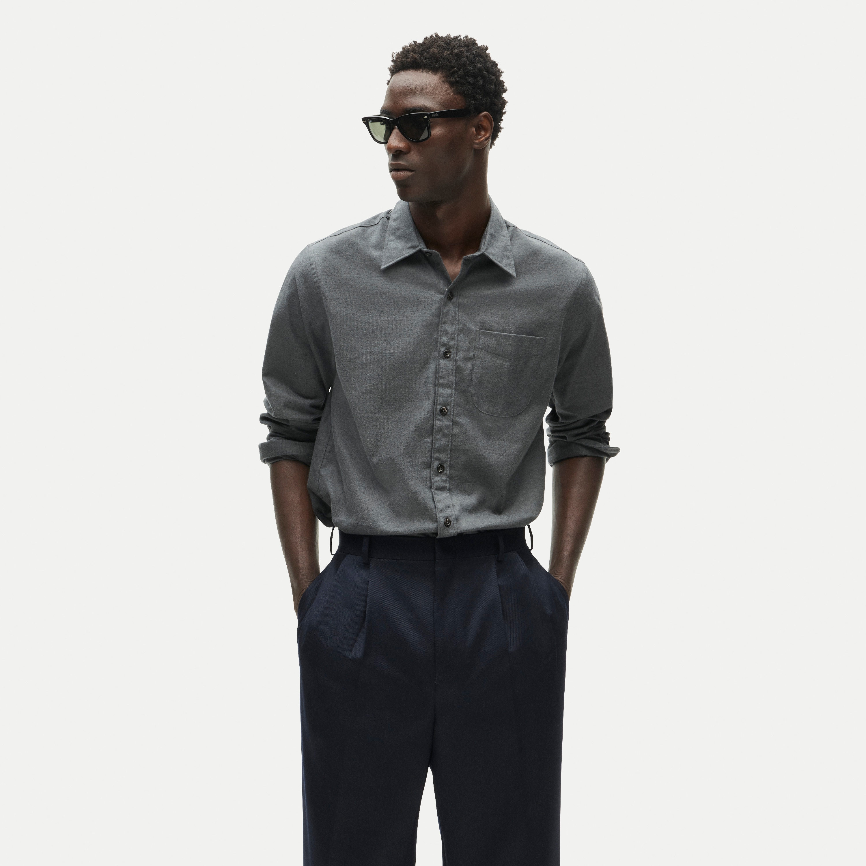 Madison cotton-blend twill shirt