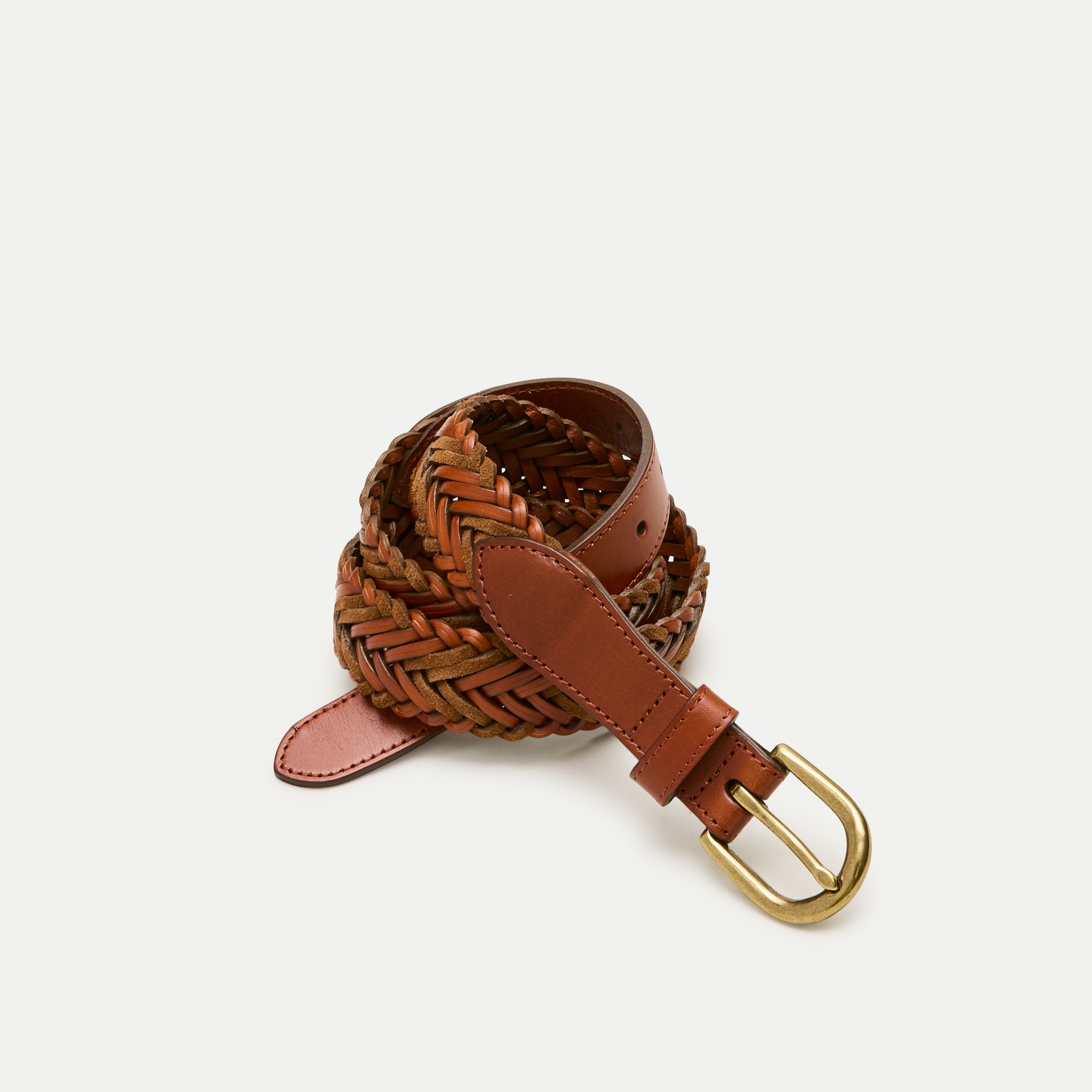 Braided leather and suede belt