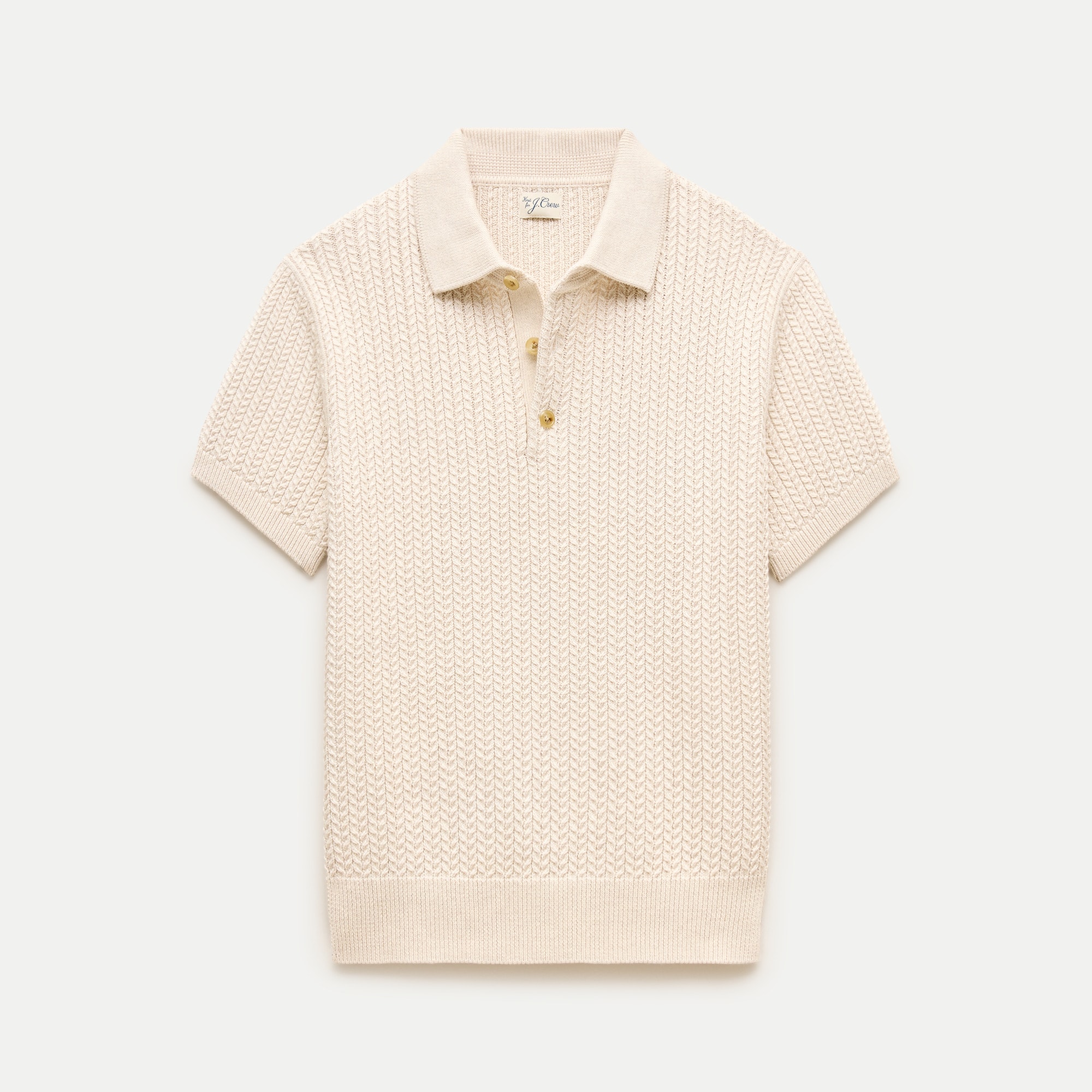Short-sleeve Cable-knit Cotton Sweater-polo For Men | J.Crew