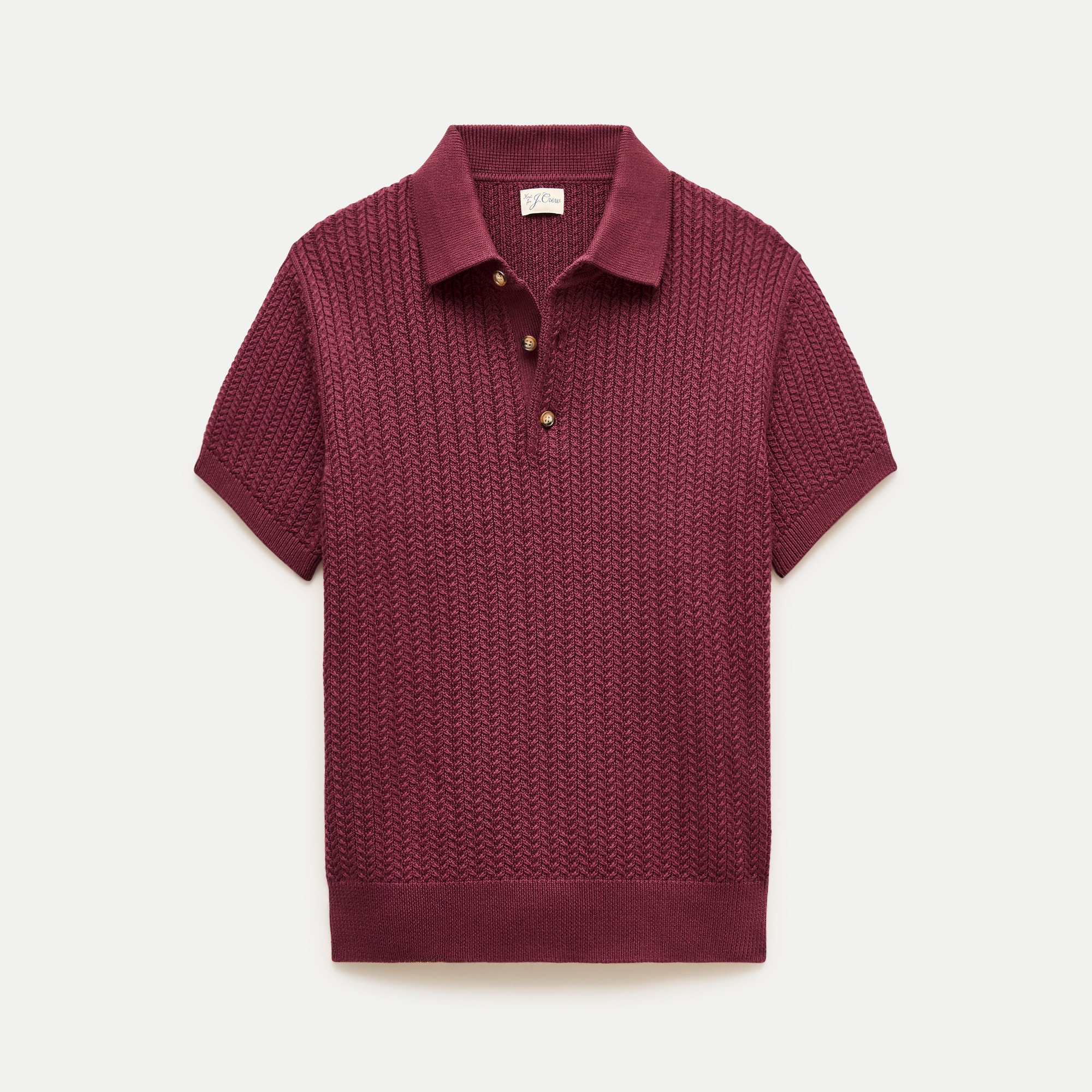 Short-sleeve cable-knit cotton sweater-polo