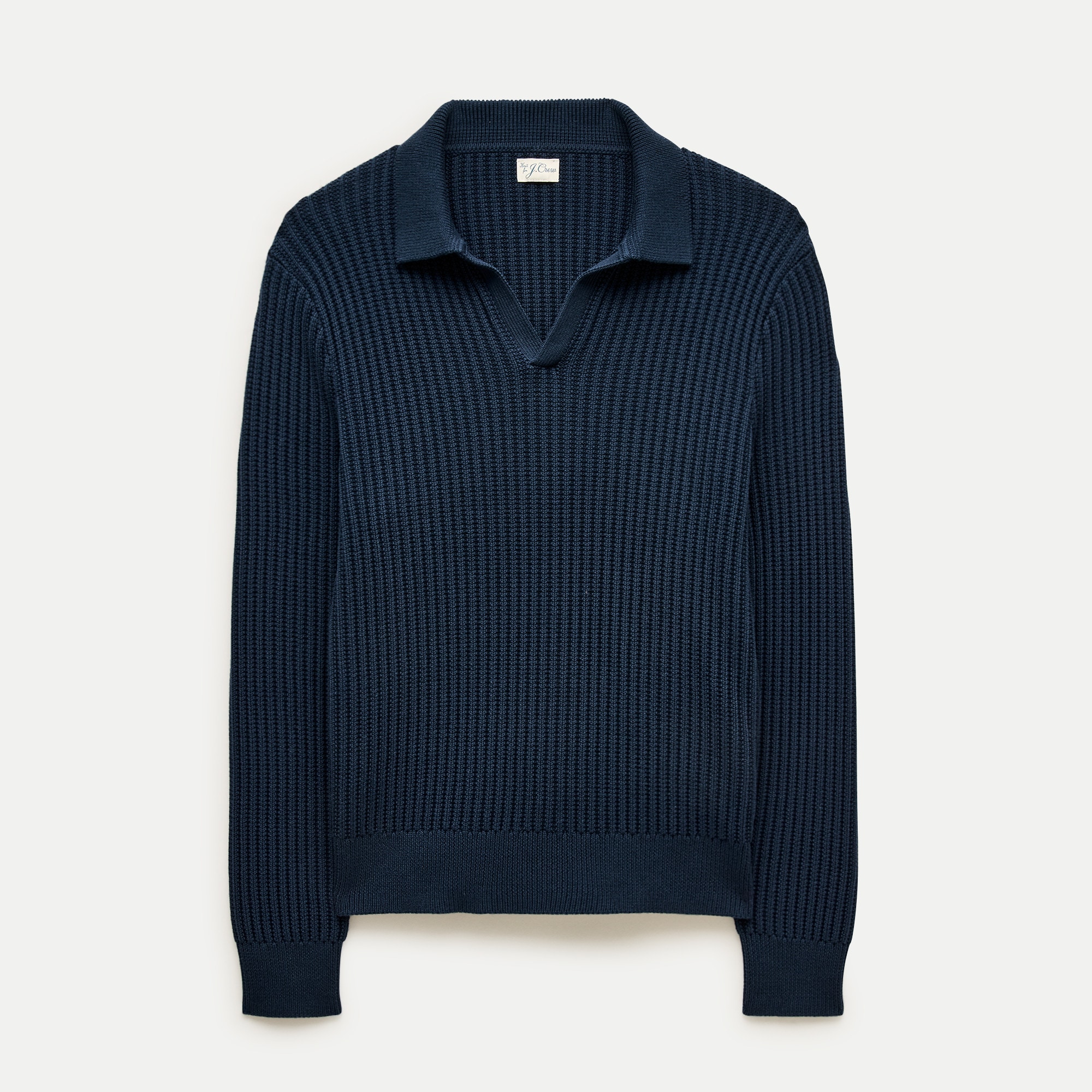 Fisherman-rib johnny-collar sweater in cotton - thumbnail 7