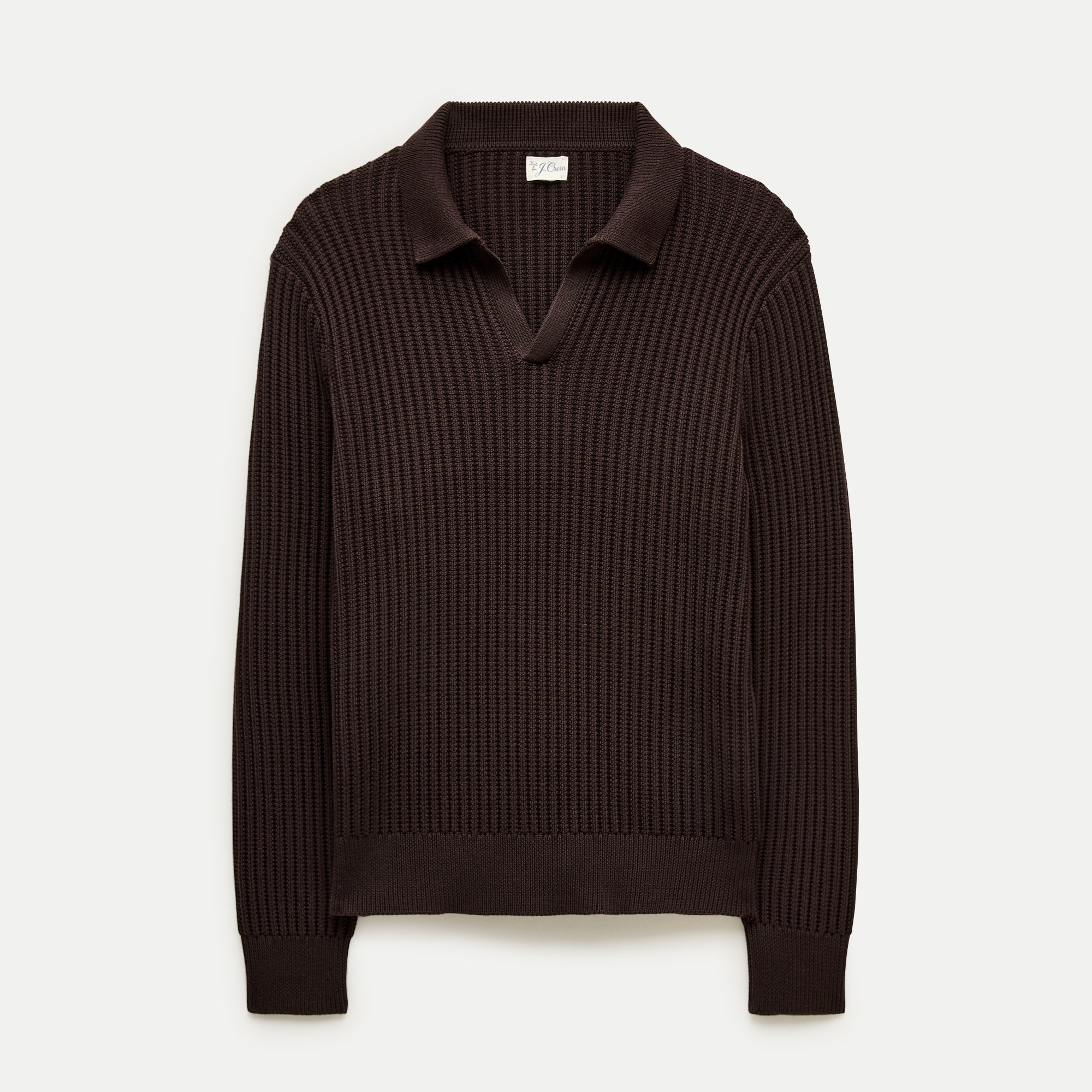 Fisherman-rib johnny-collar sweater in cotton