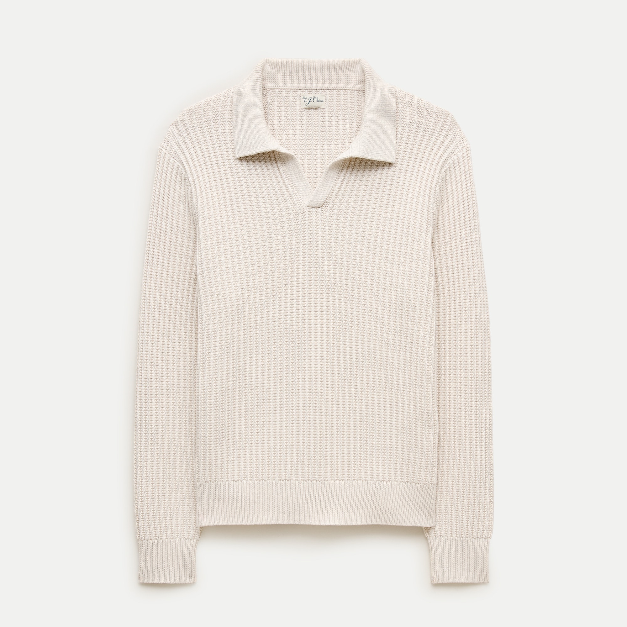 Fisherman-rib johnny-collar sweater in cotton - thumbnail 3