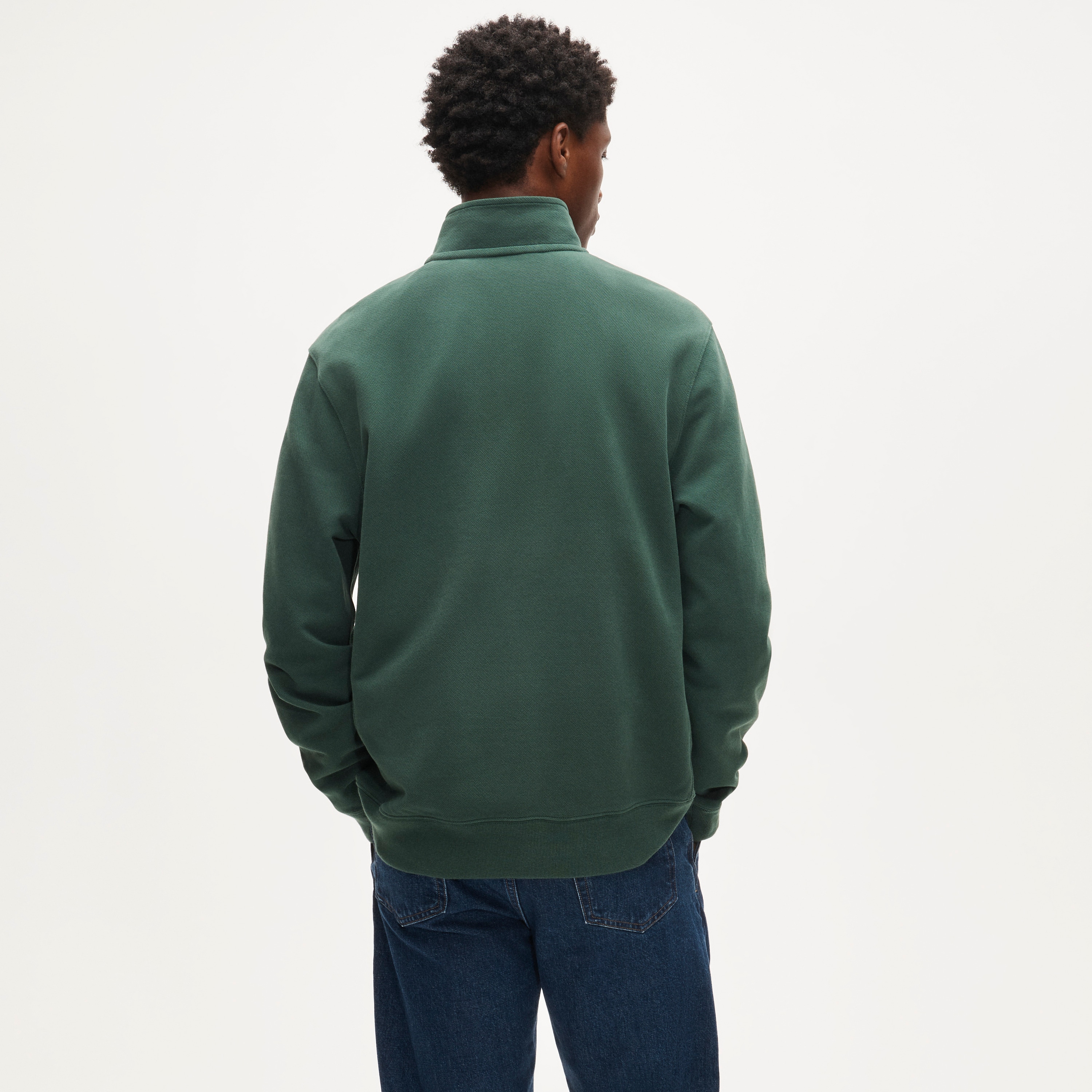 Washed court terry quarter-zip pullover