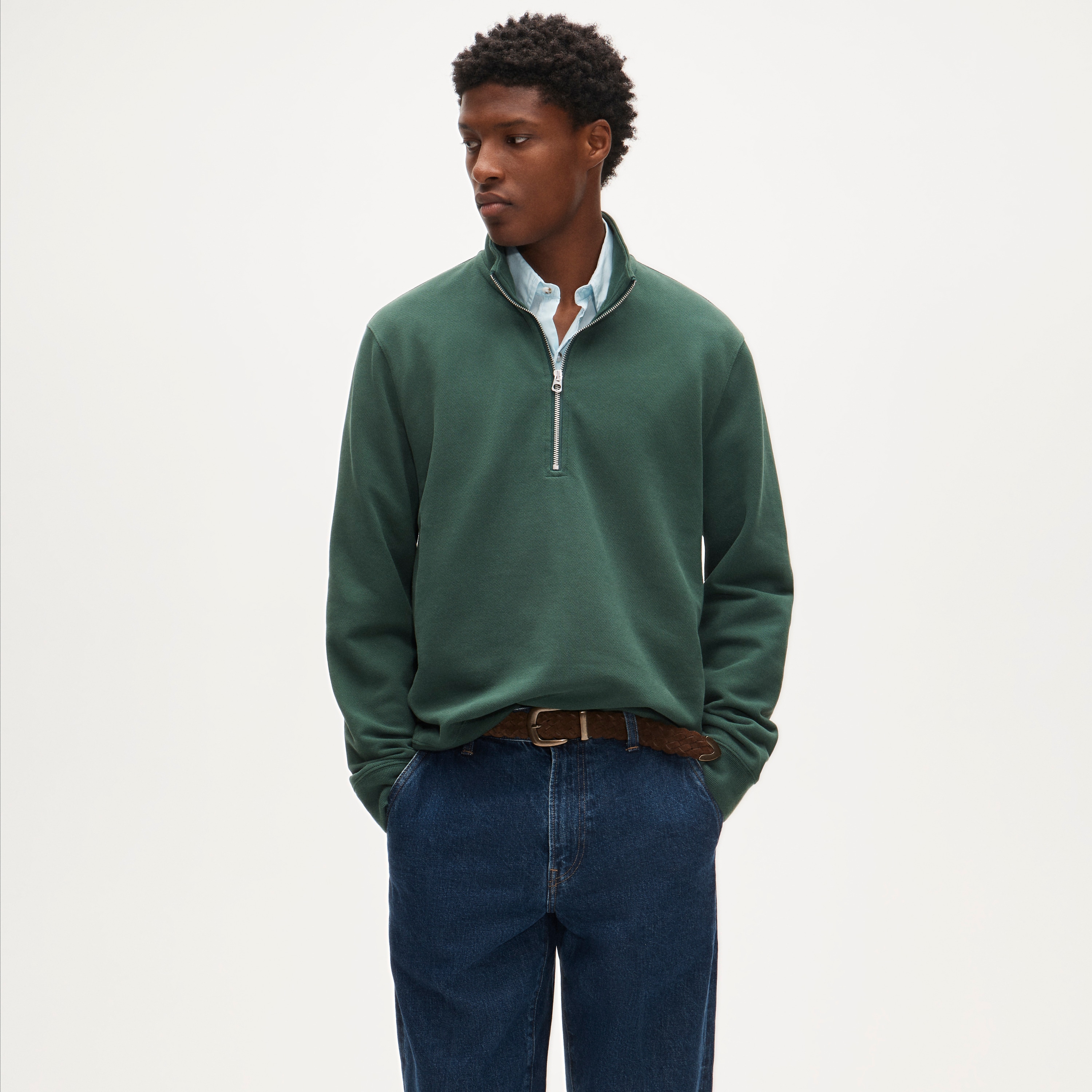 Washed Court Terry Quarter-zip Pullover For Men | J.Crew