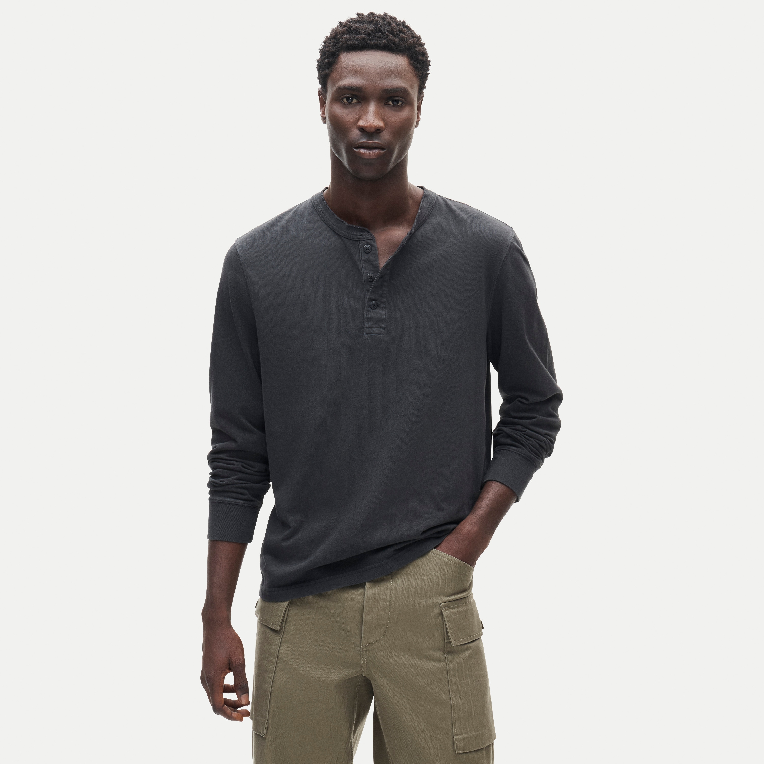 Vintage-wash cotton henley