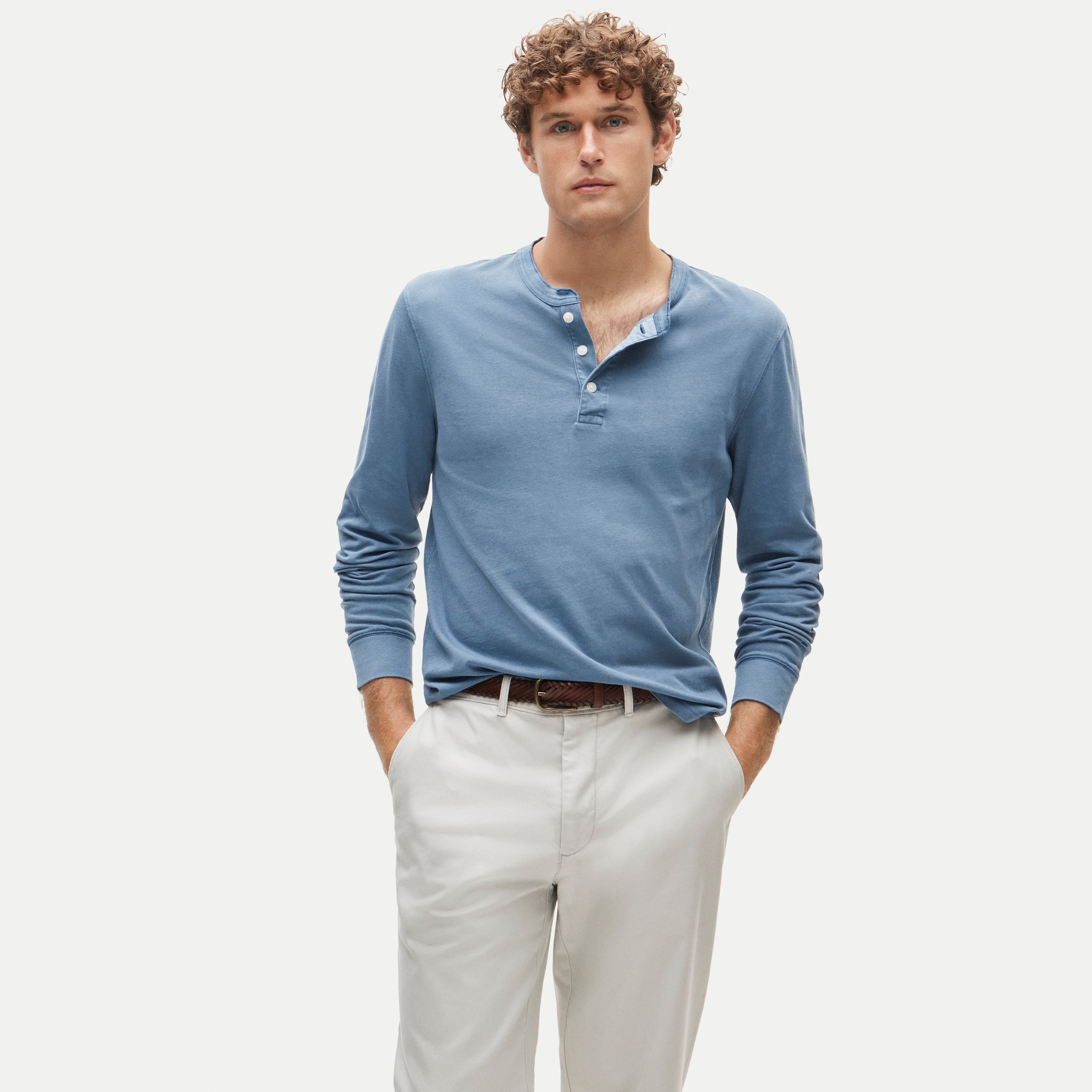 Vintage-wash cotton henley