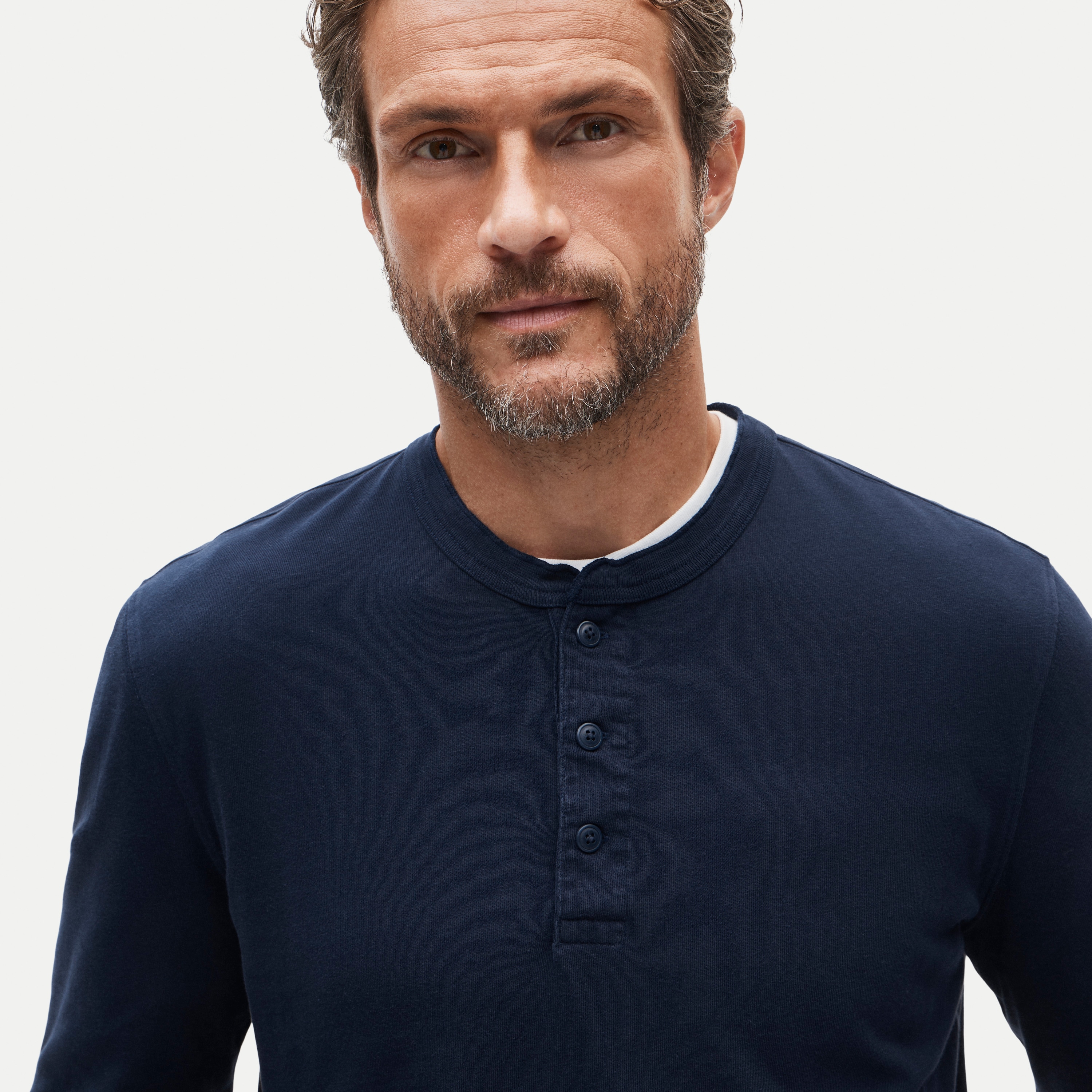 Vintage-wash cotton henley - thumbnail 4