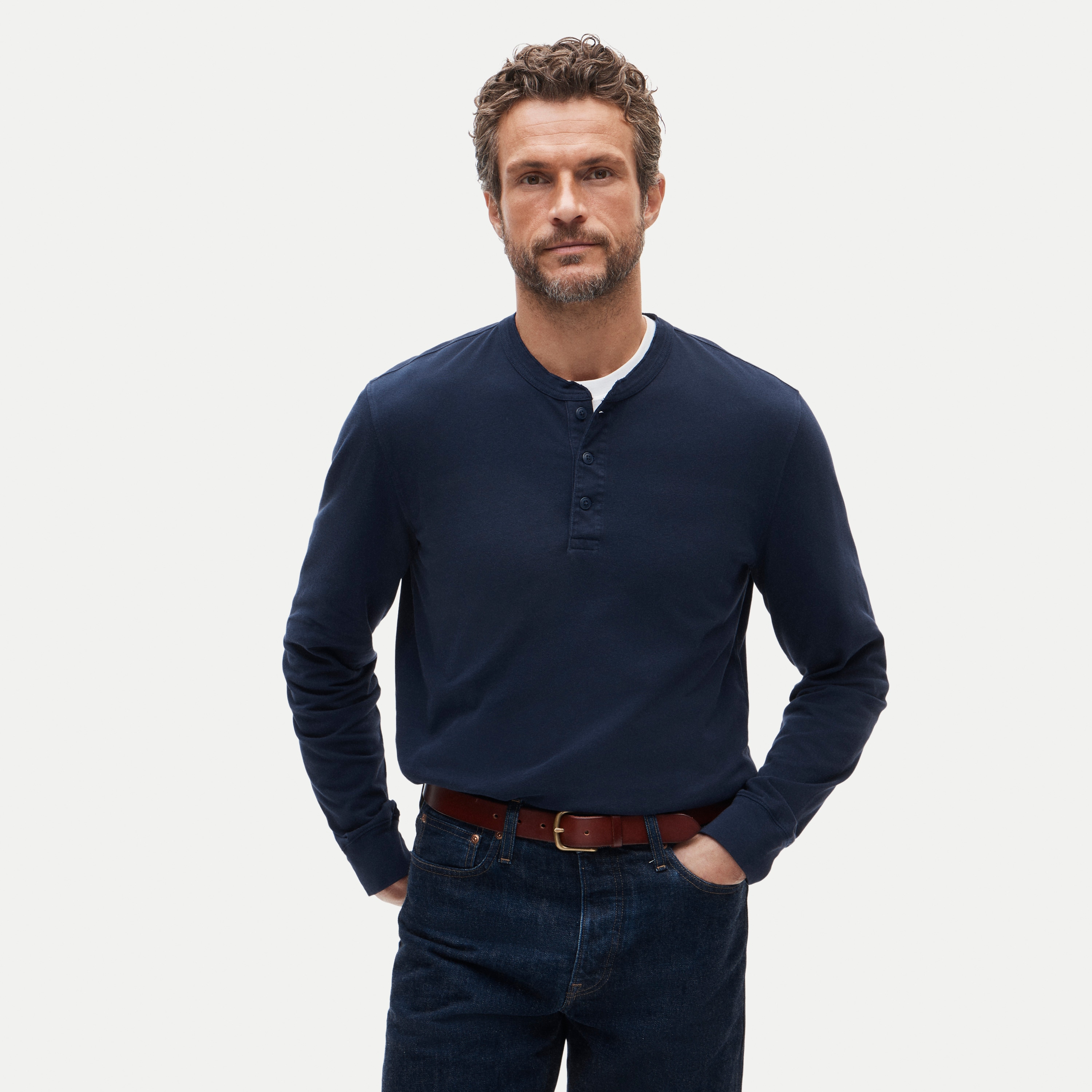 Vintage-wash cotton henley