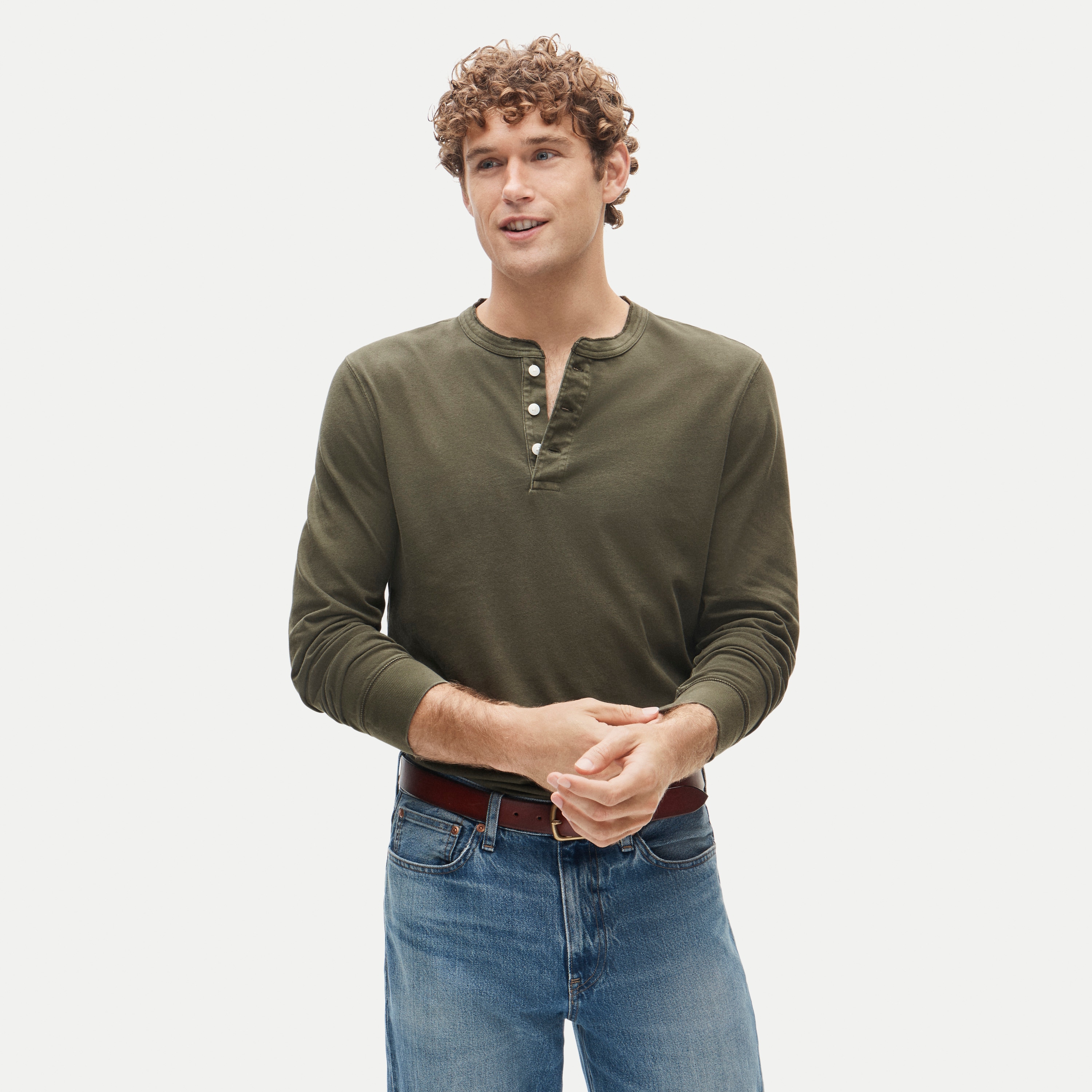 Vintage-wash cotton henley