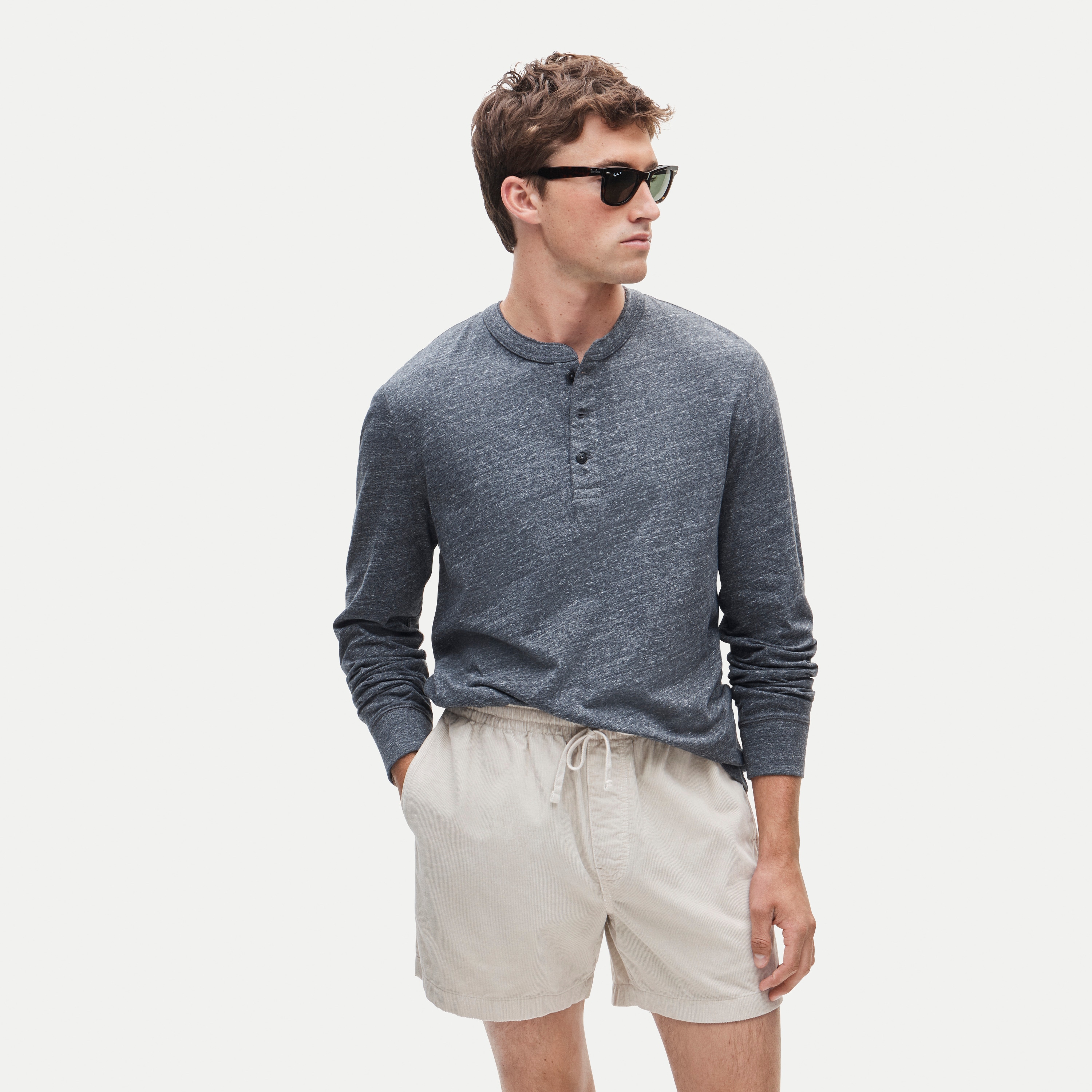 Vintage-wash cotton henley