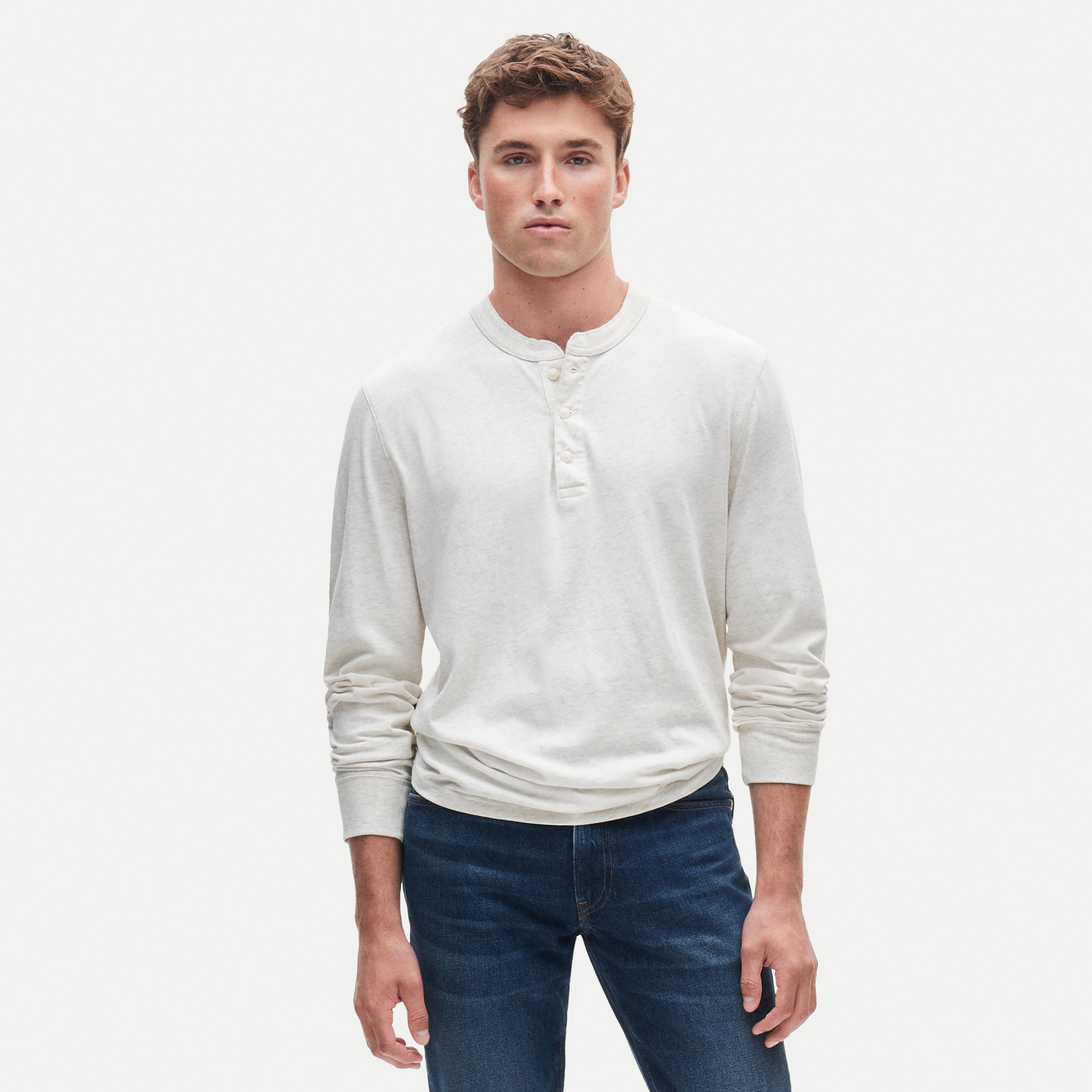 Vintage-wash cotton henley