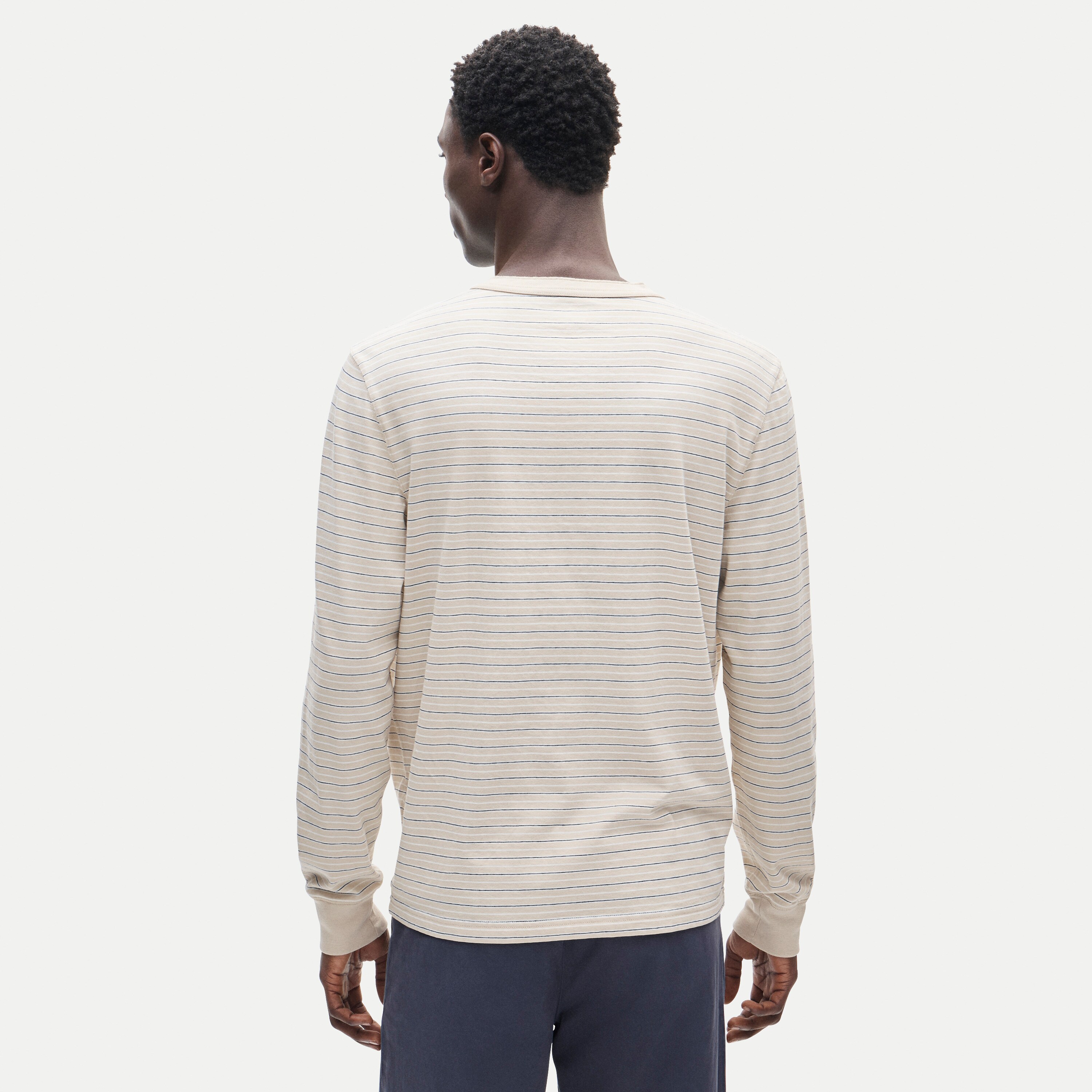 Vintage-wash cotton henley in stripe