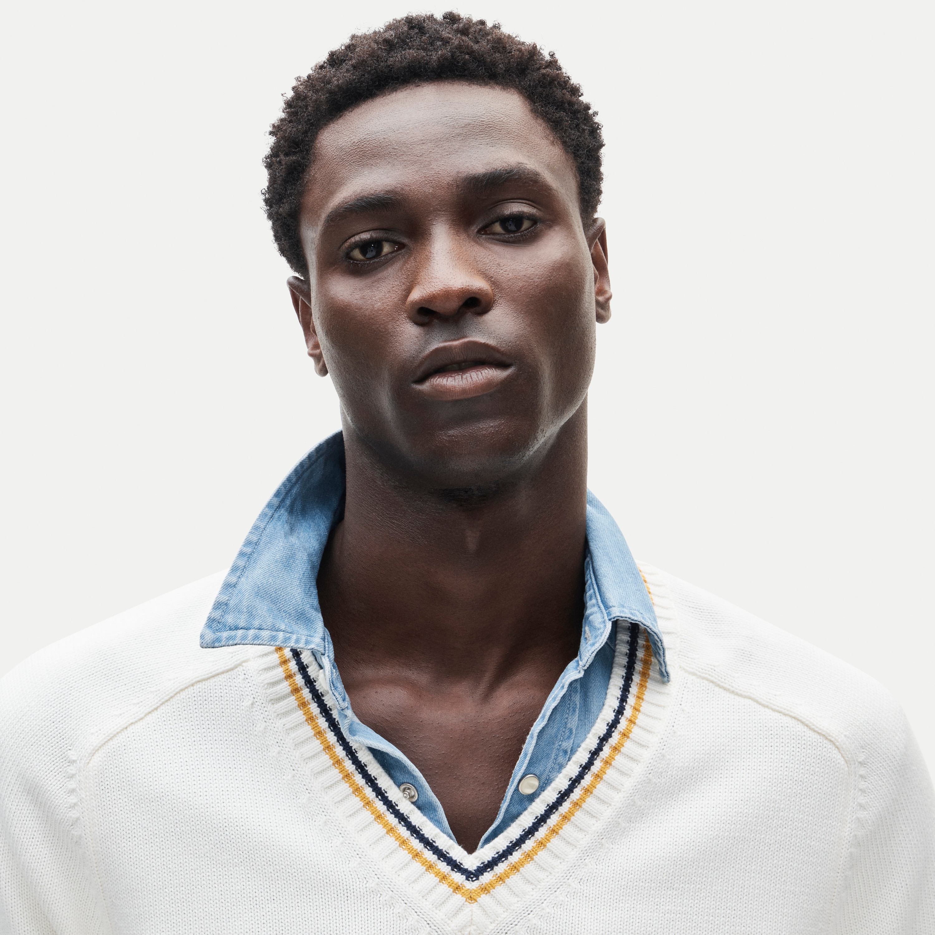 Heritage cotton tipped V-neck sweater