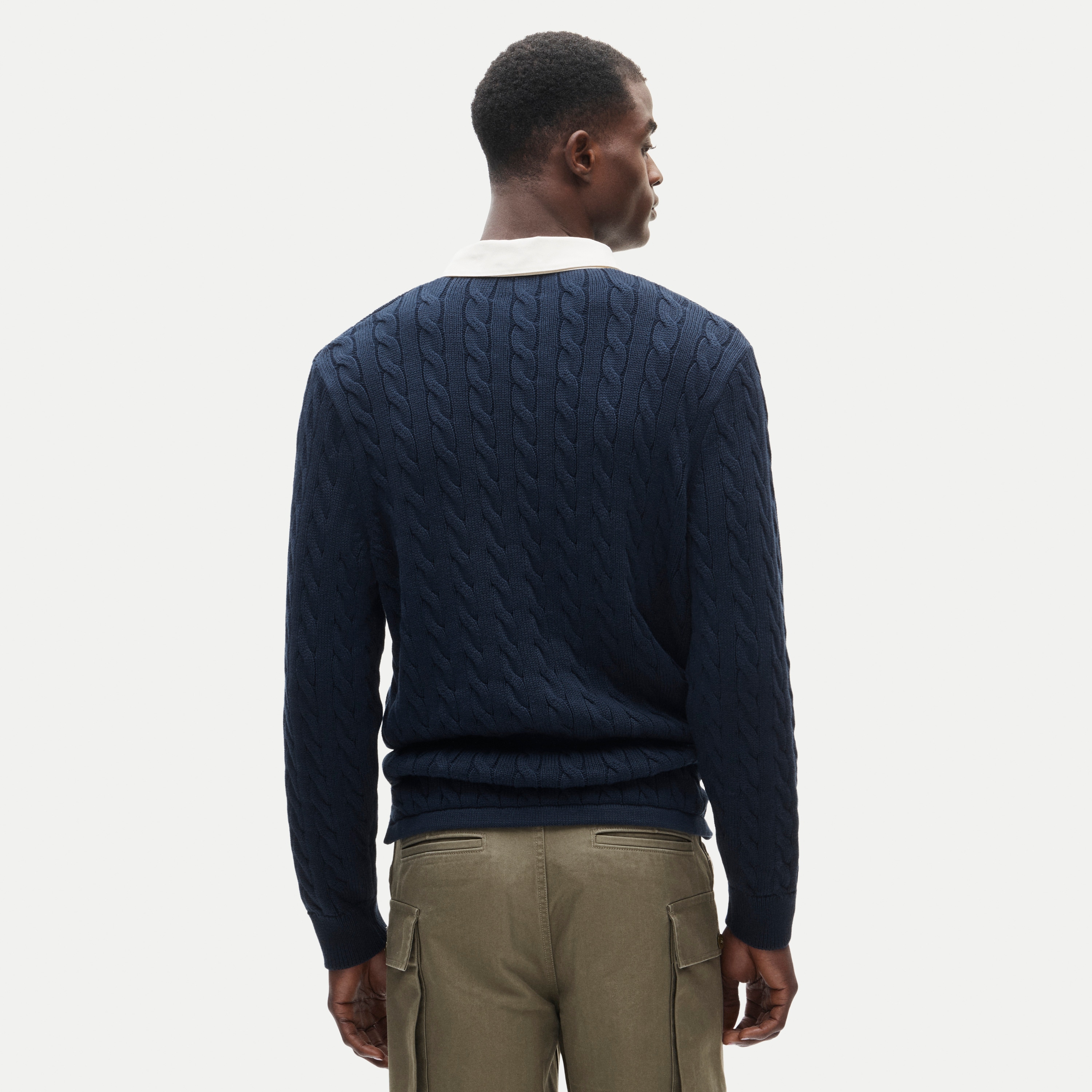 Heritage cotton cable-knit rugby sweater
