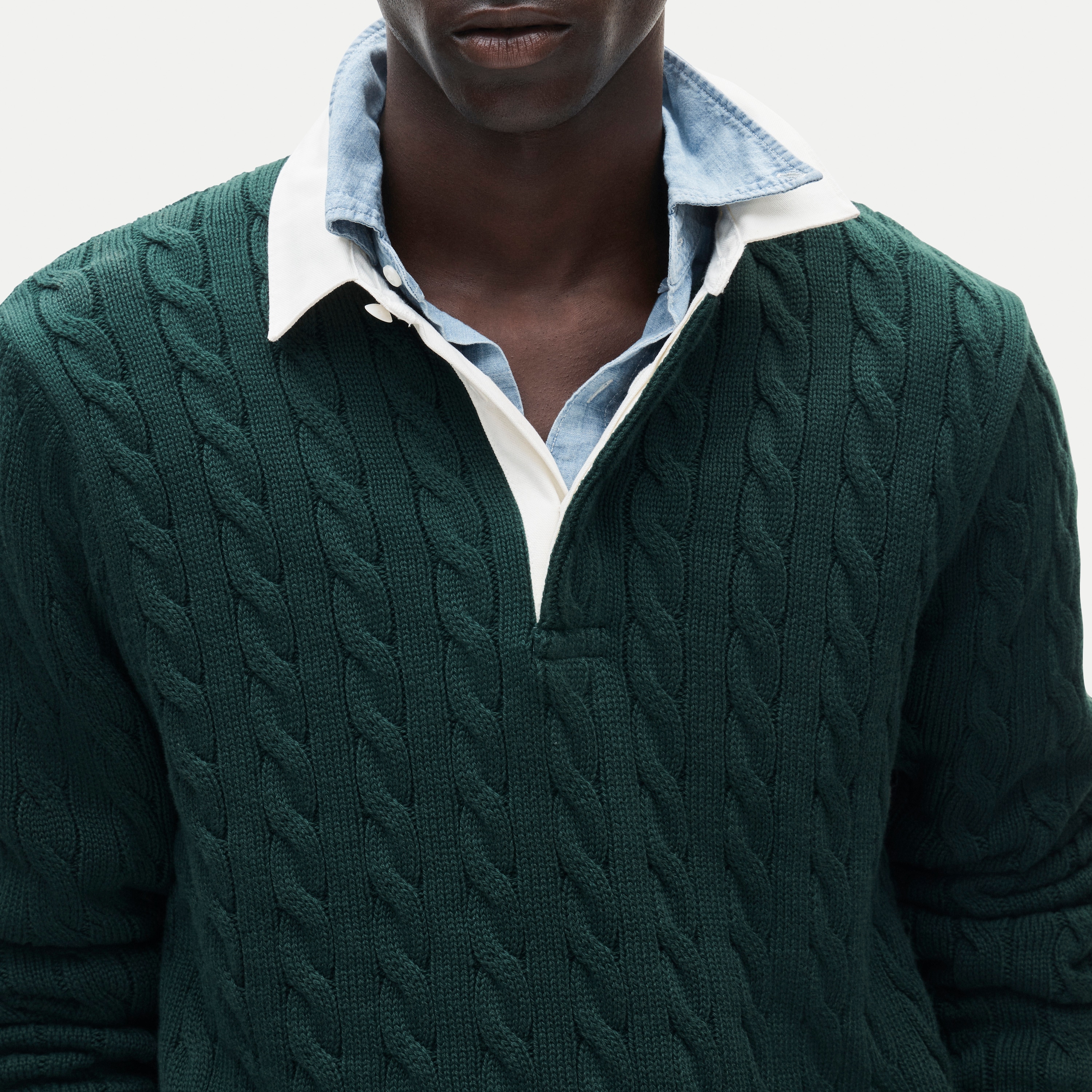 Heritage cotton cable-knit rugby sweater - thumbnail 4