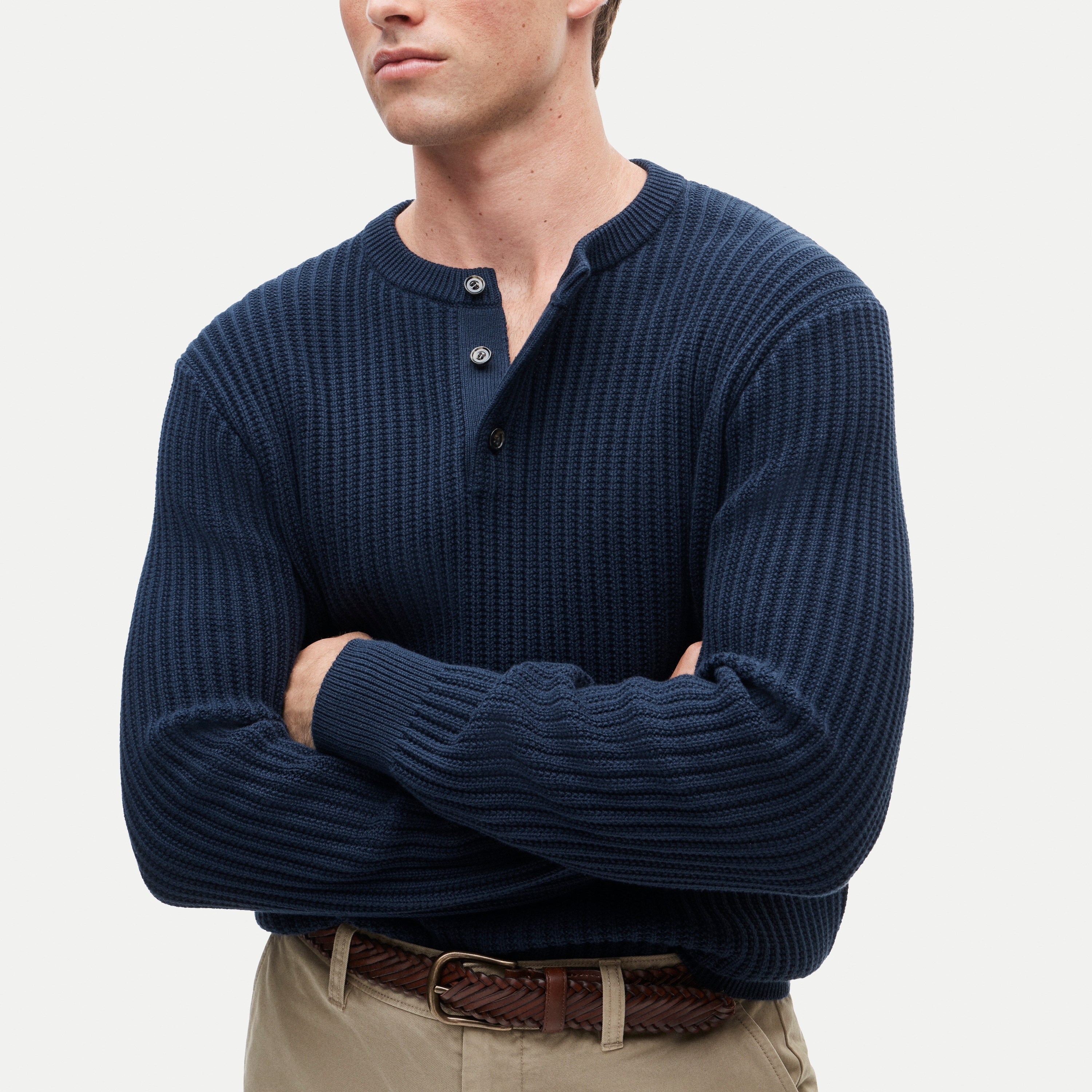 visvim INYAN CREW.HENLEY３枚セット Fisherman-rib Henley Sweater In Cotton For Men | J.Crew