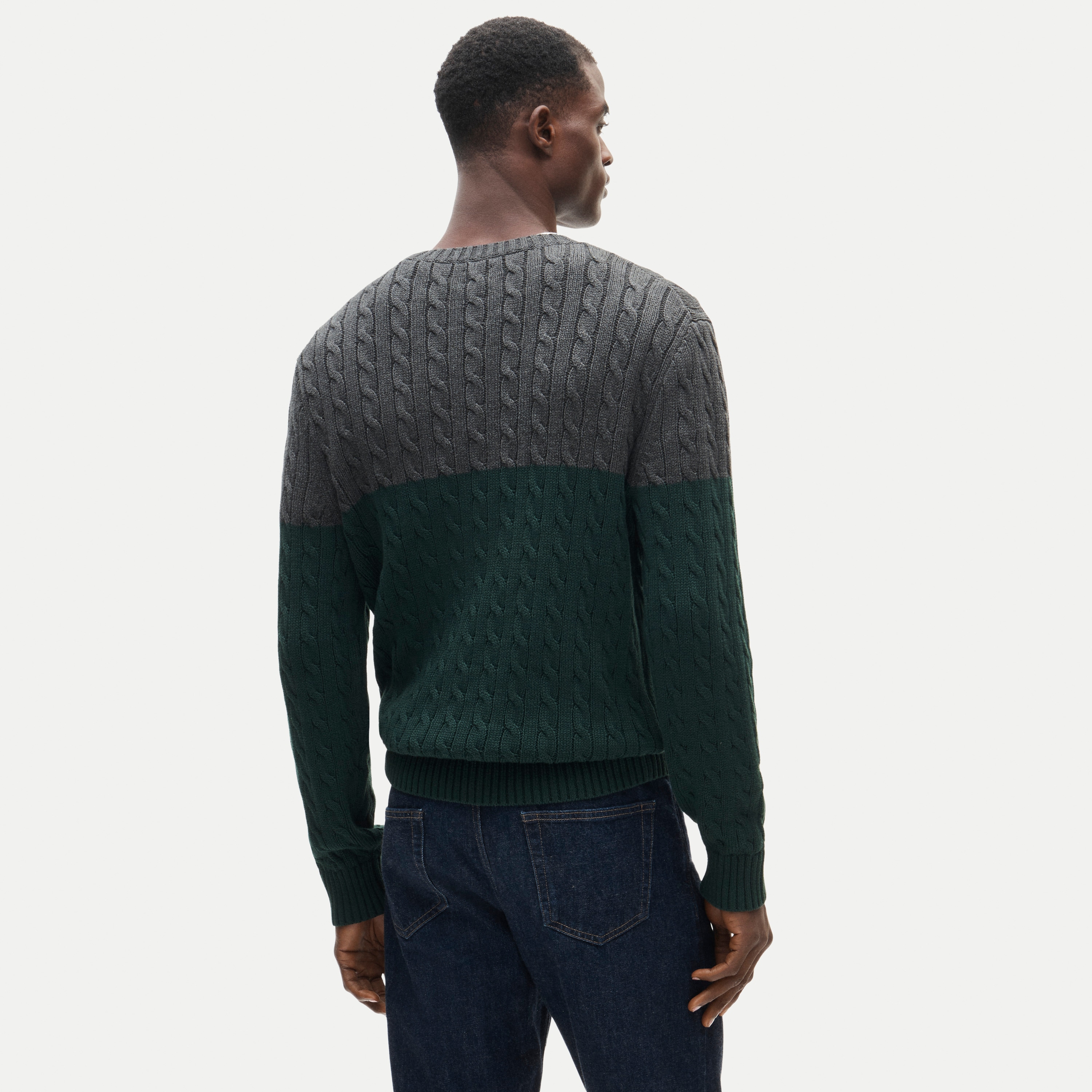 Heritage cotton cable-knit sweater in colorblock