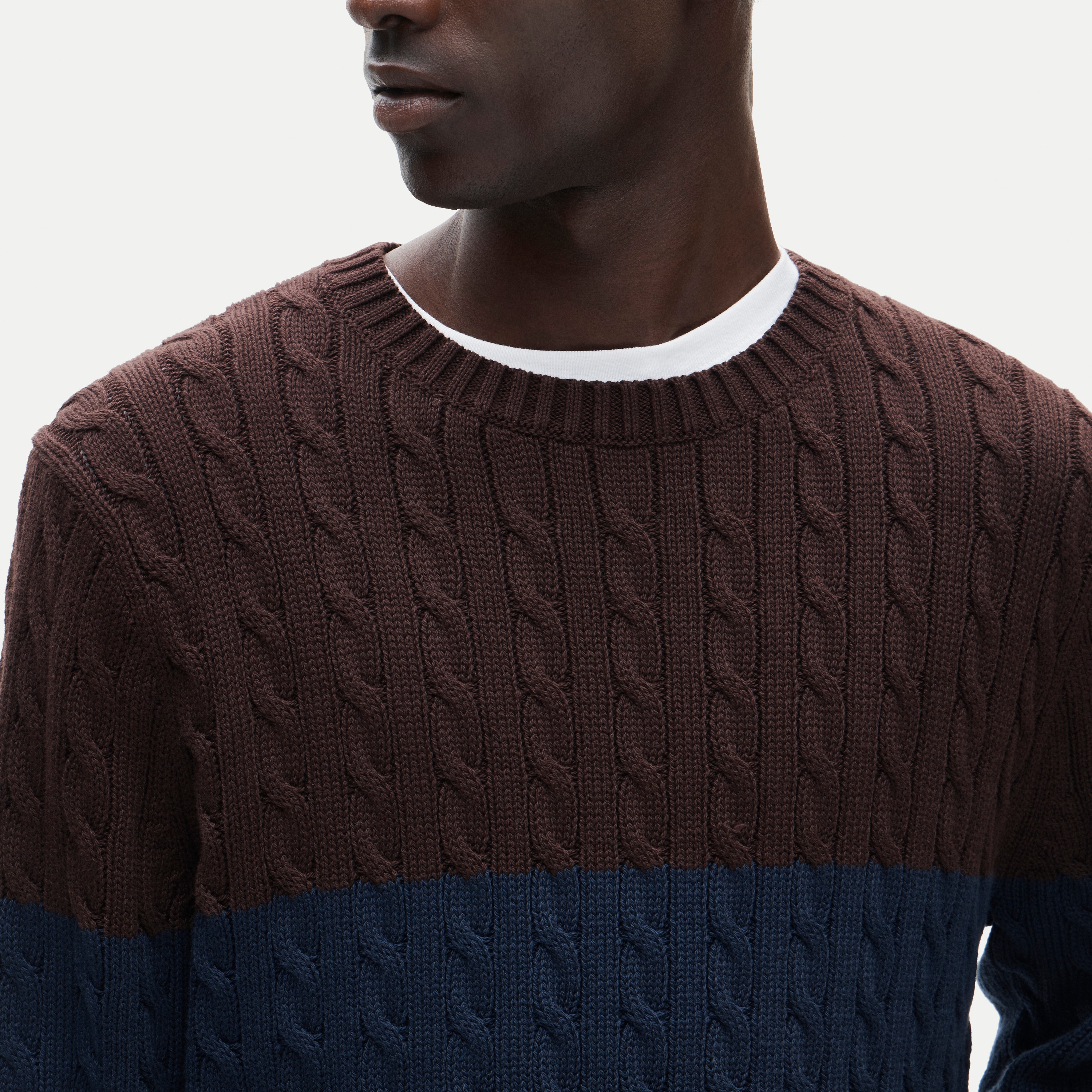 Heritage cotton cable-knit sweater in colorblock