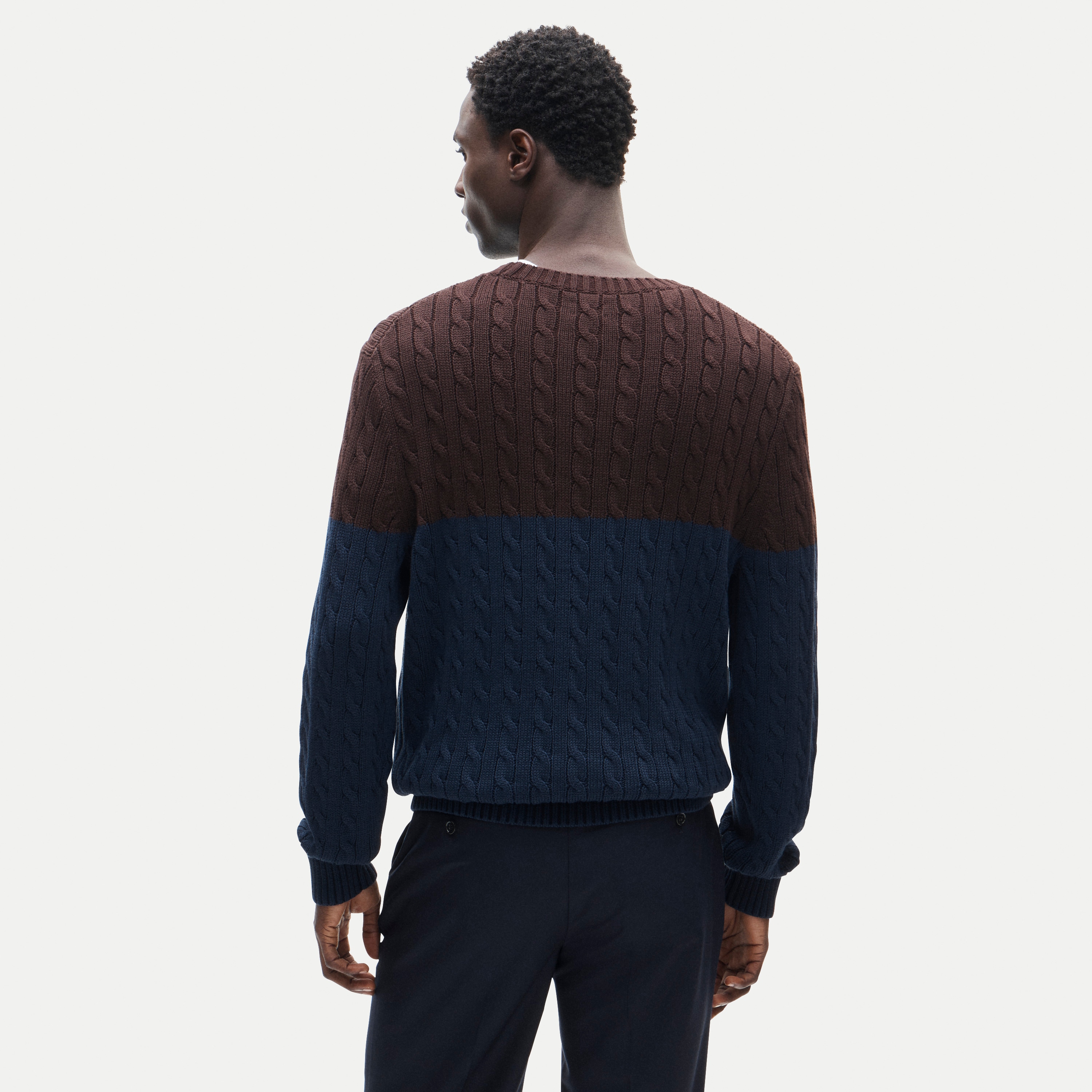 Heritage cotton cable-knit sweater in colorblock
