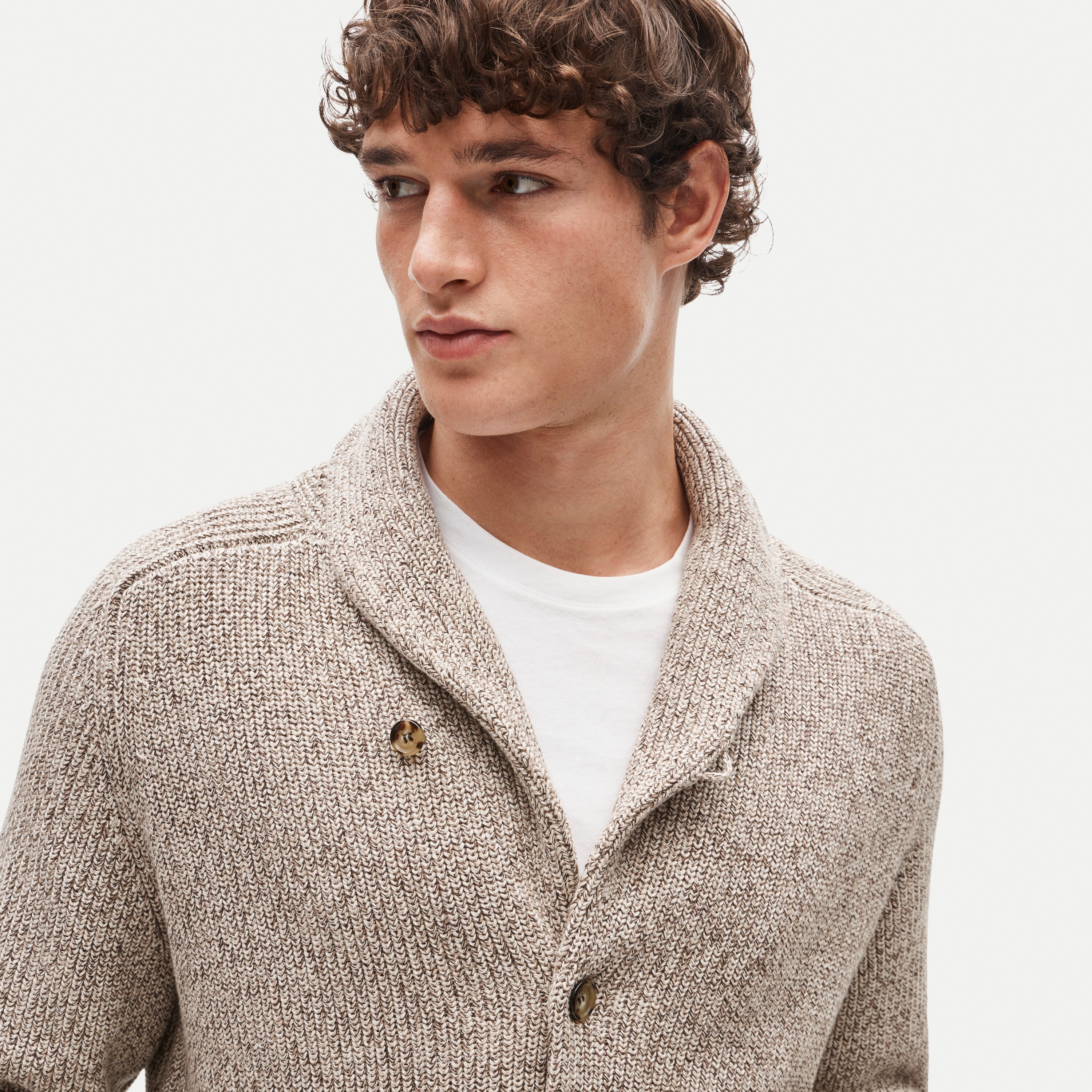 Rib-knit Shawl-collar Cardigan In Marled Cotton For Men | J.Crew