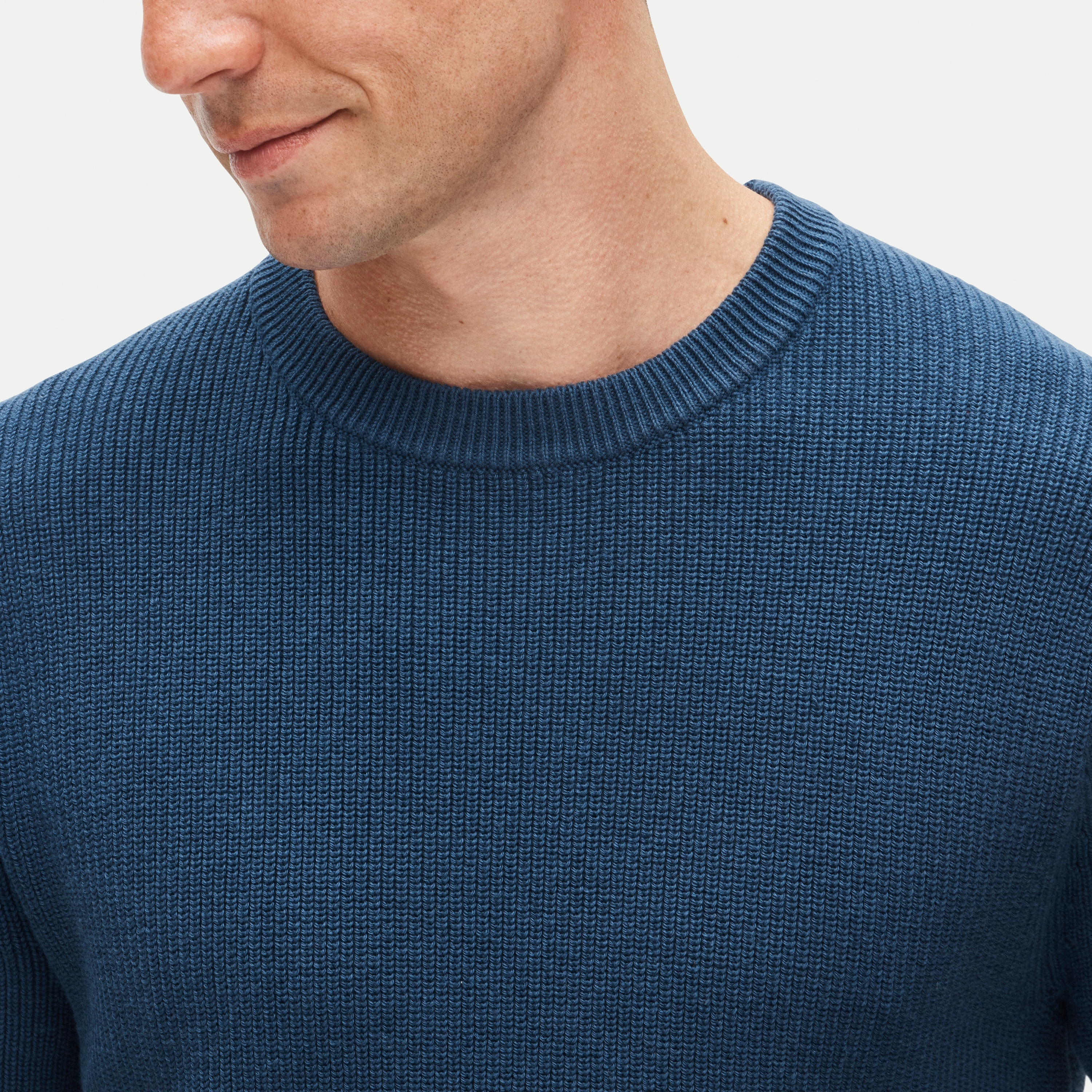 Short-sleeve sweater in ribbed cotton-silk blend