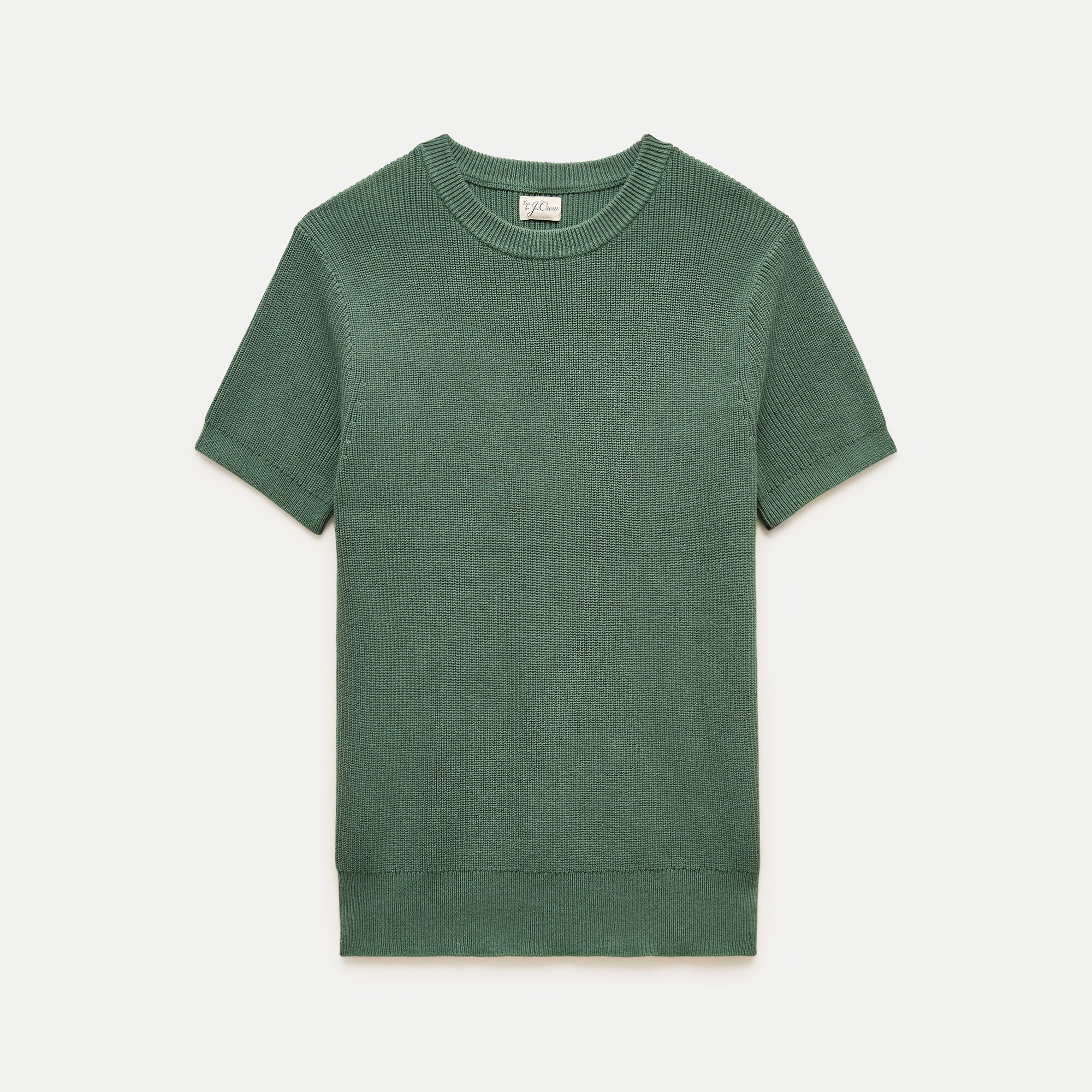 Short-sleeve sweater in ribbed cotton-silk blend