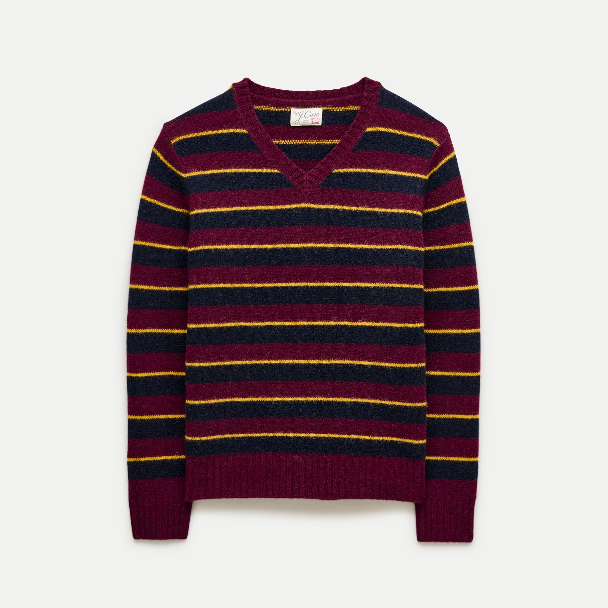Soft-washed wool V-neck sweater in stripe