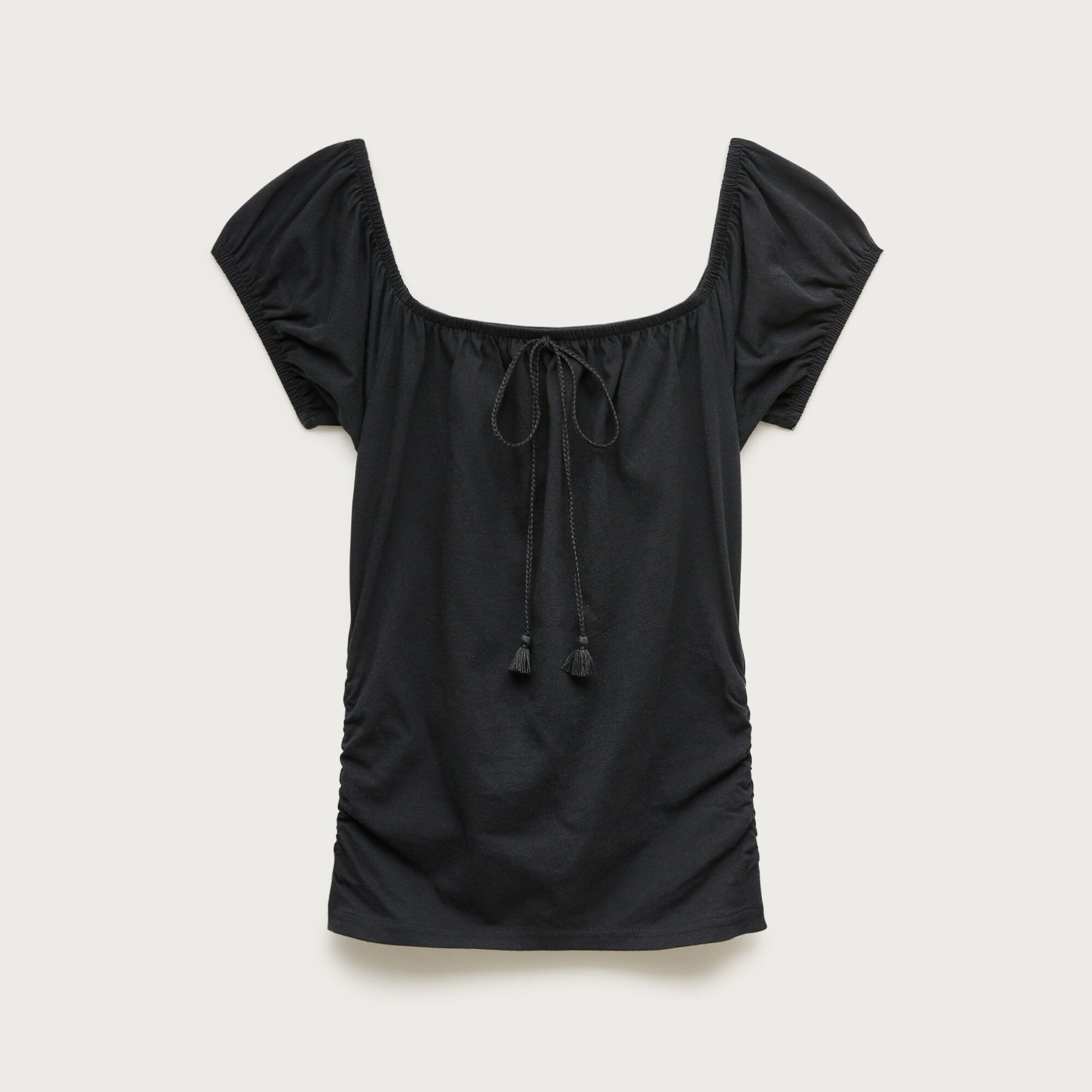 Vintage jersey ruched tie-front top