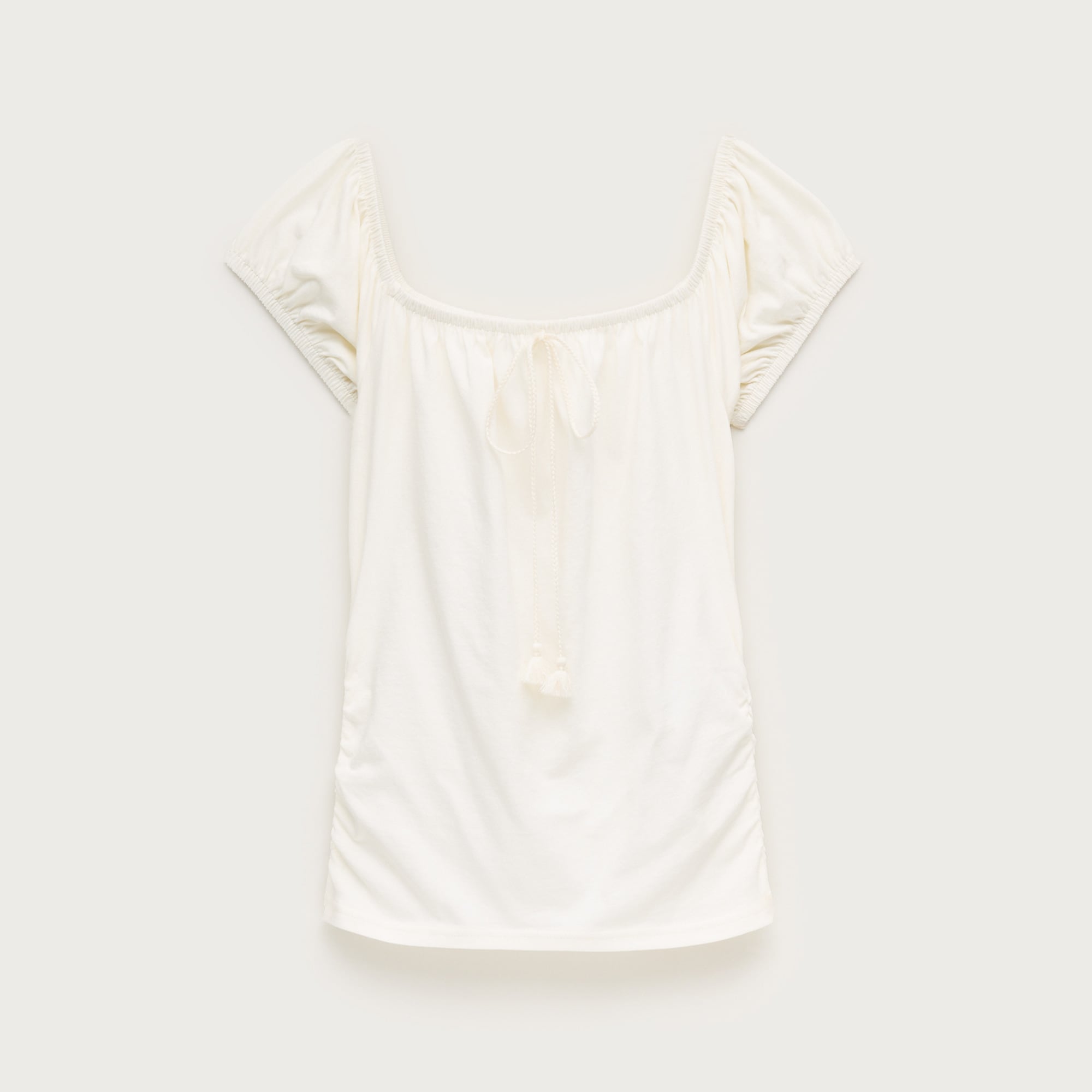 Vintage jersey ruched tie-front top