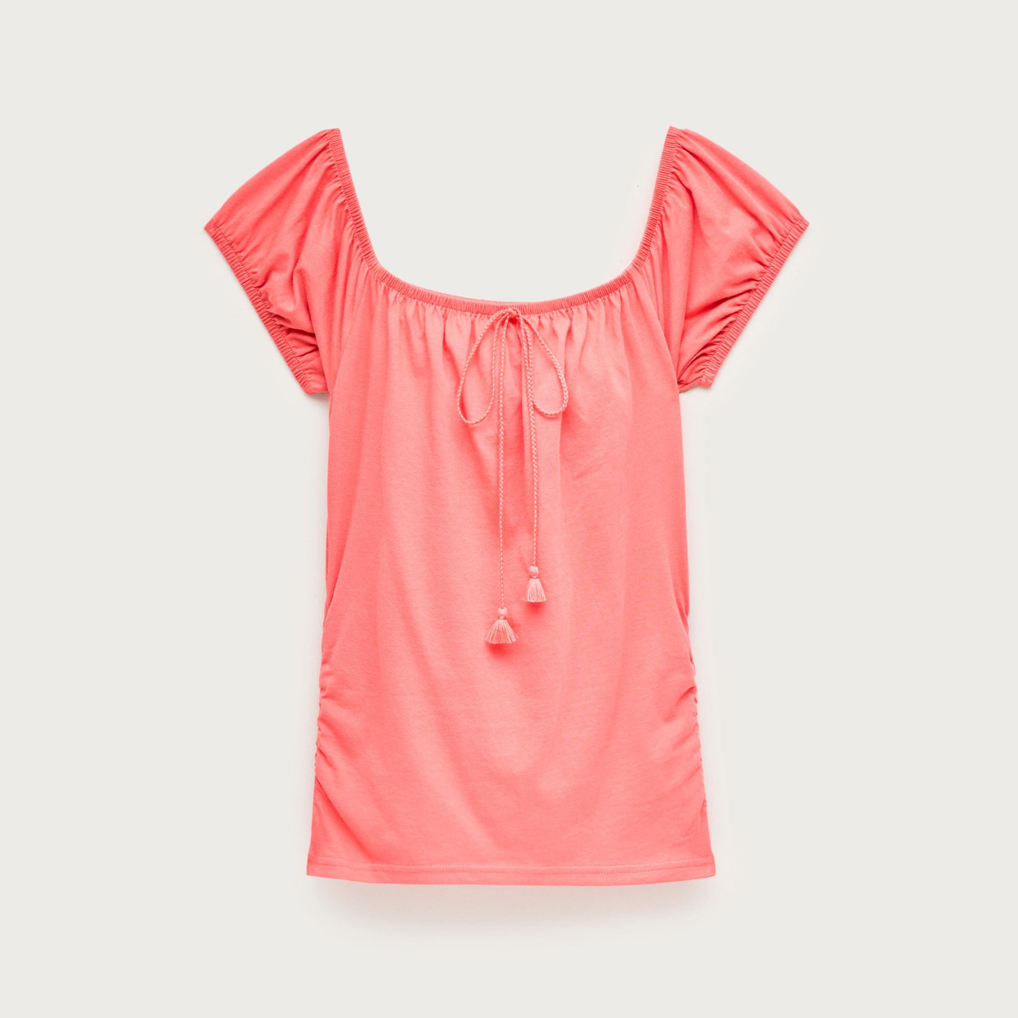 Vintage jersey ruched tie-front top