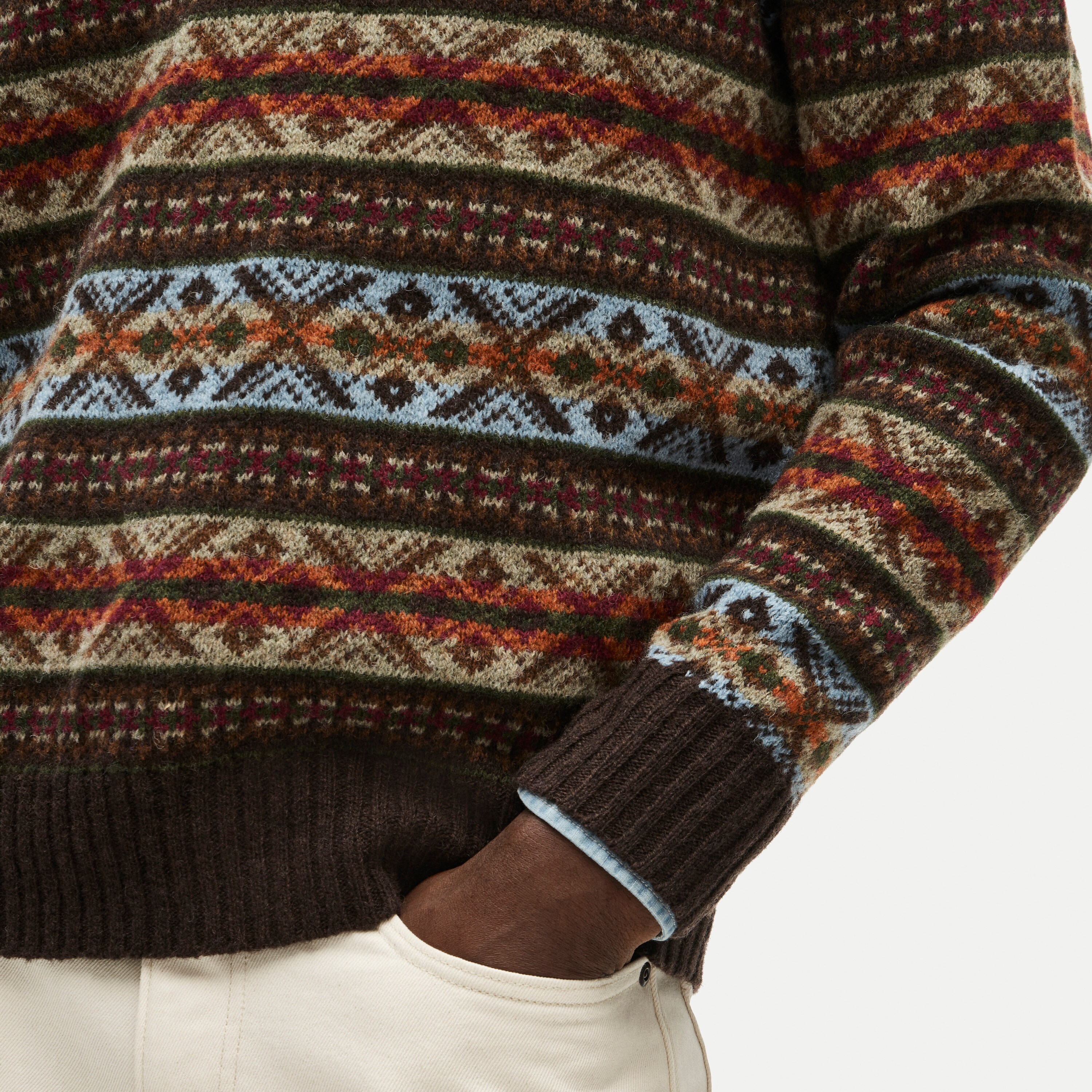 Fair Isle V-neck sweater in wool
