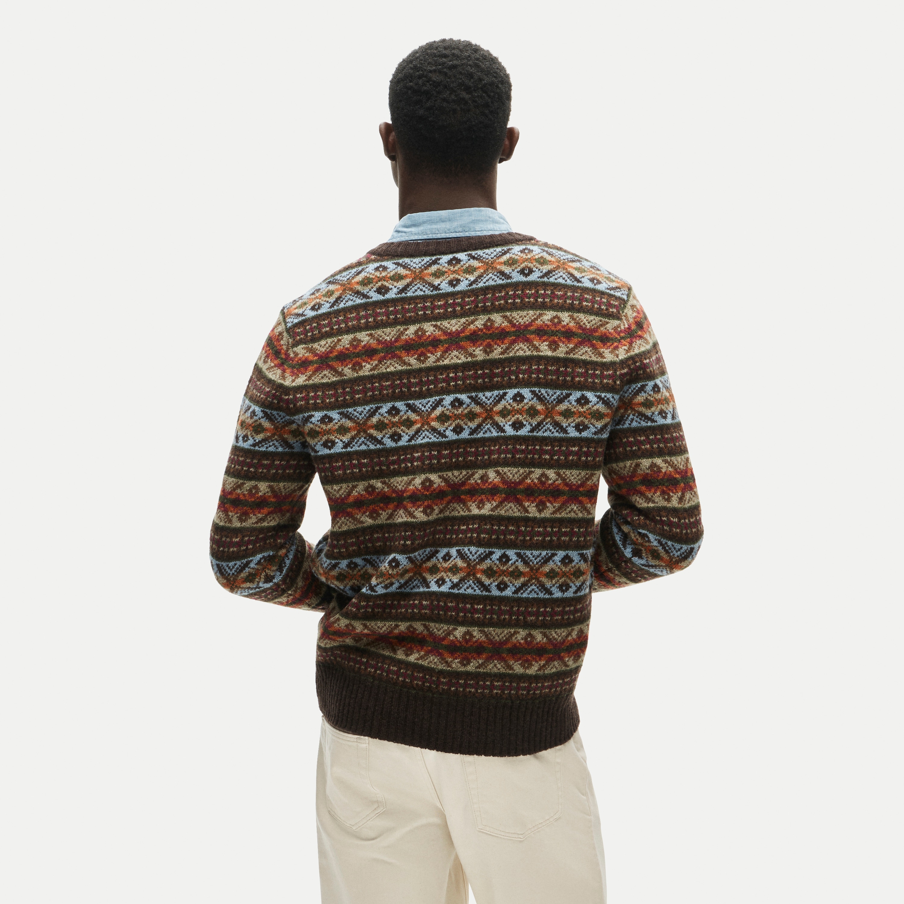 Fair Isle V-neck sweater in wool