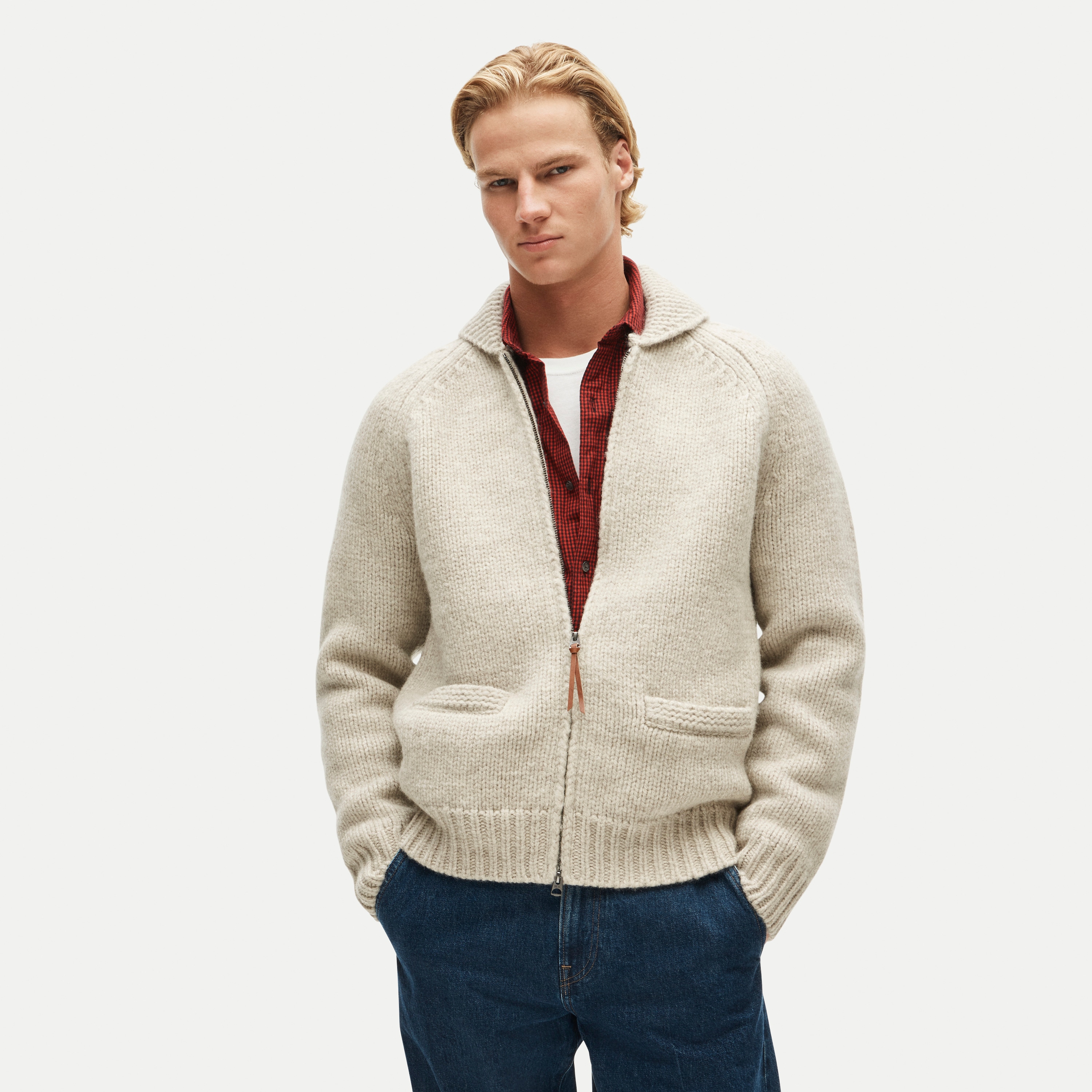 Wallace & Barnes shawl-collar full-zip loon cardigan in wool