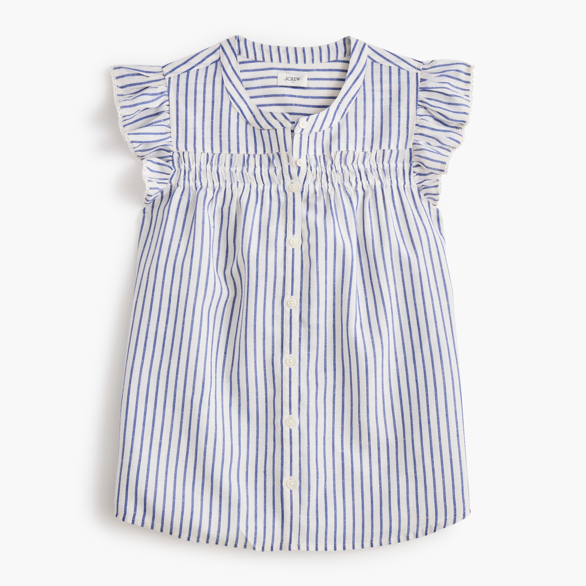 Striped flutter-sleeve top