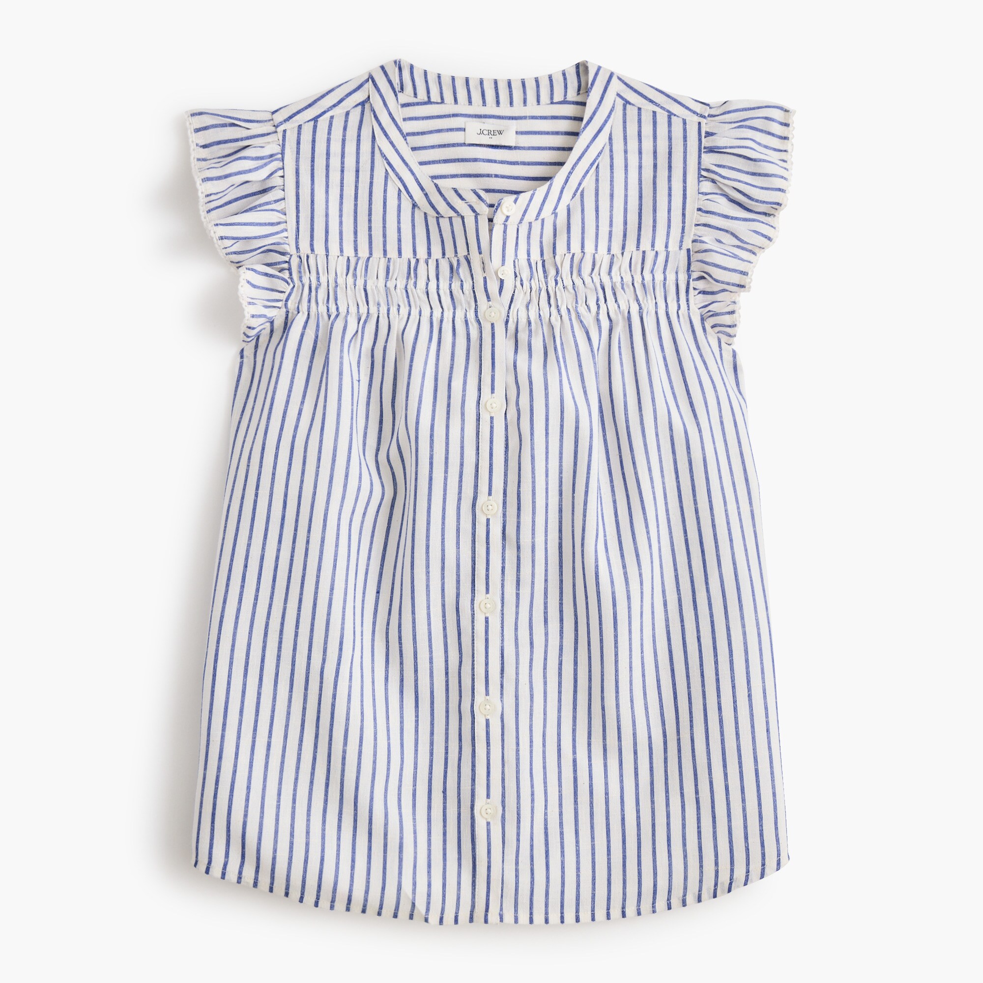Striped flutter-sleeve top