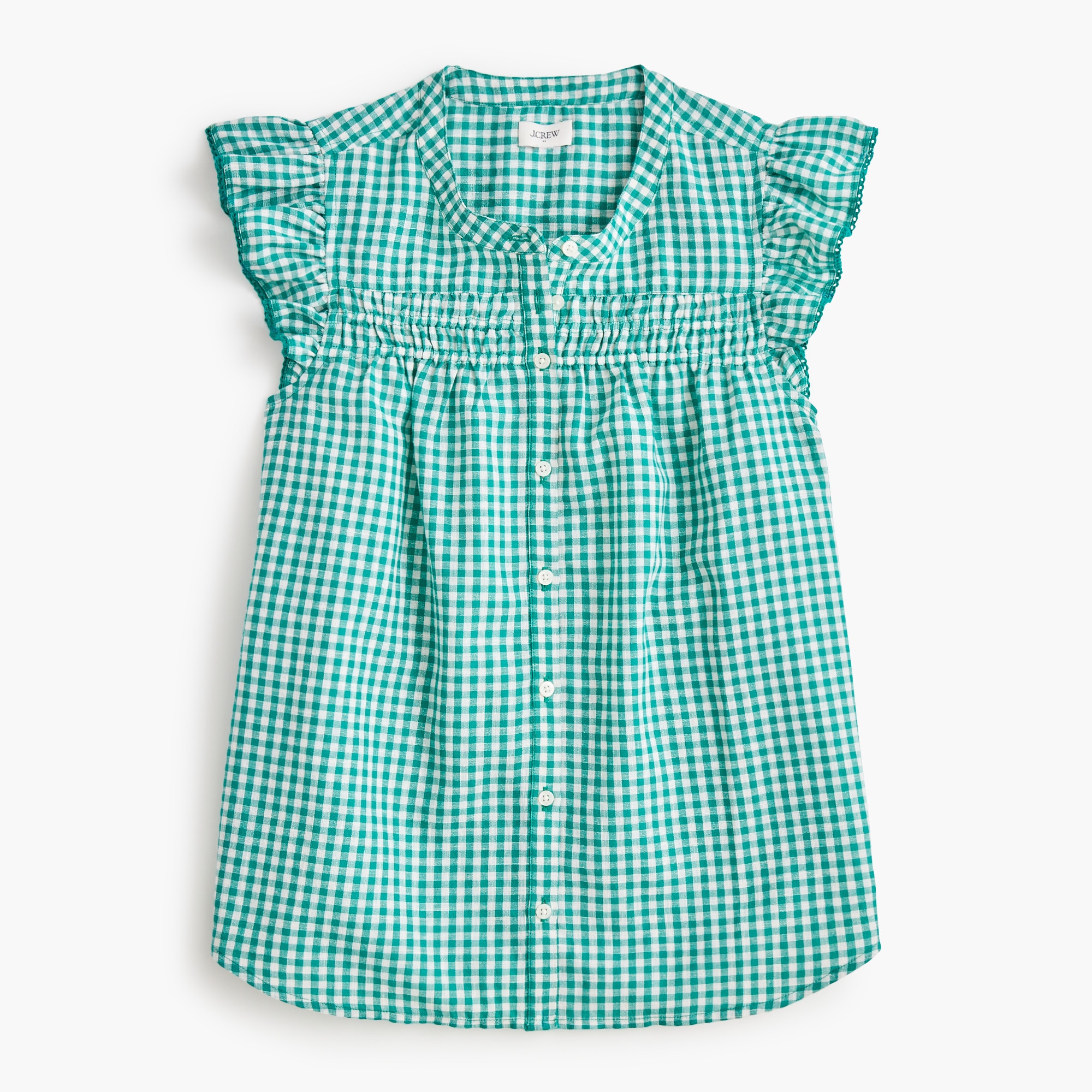 Gingham flutter-sleeve top