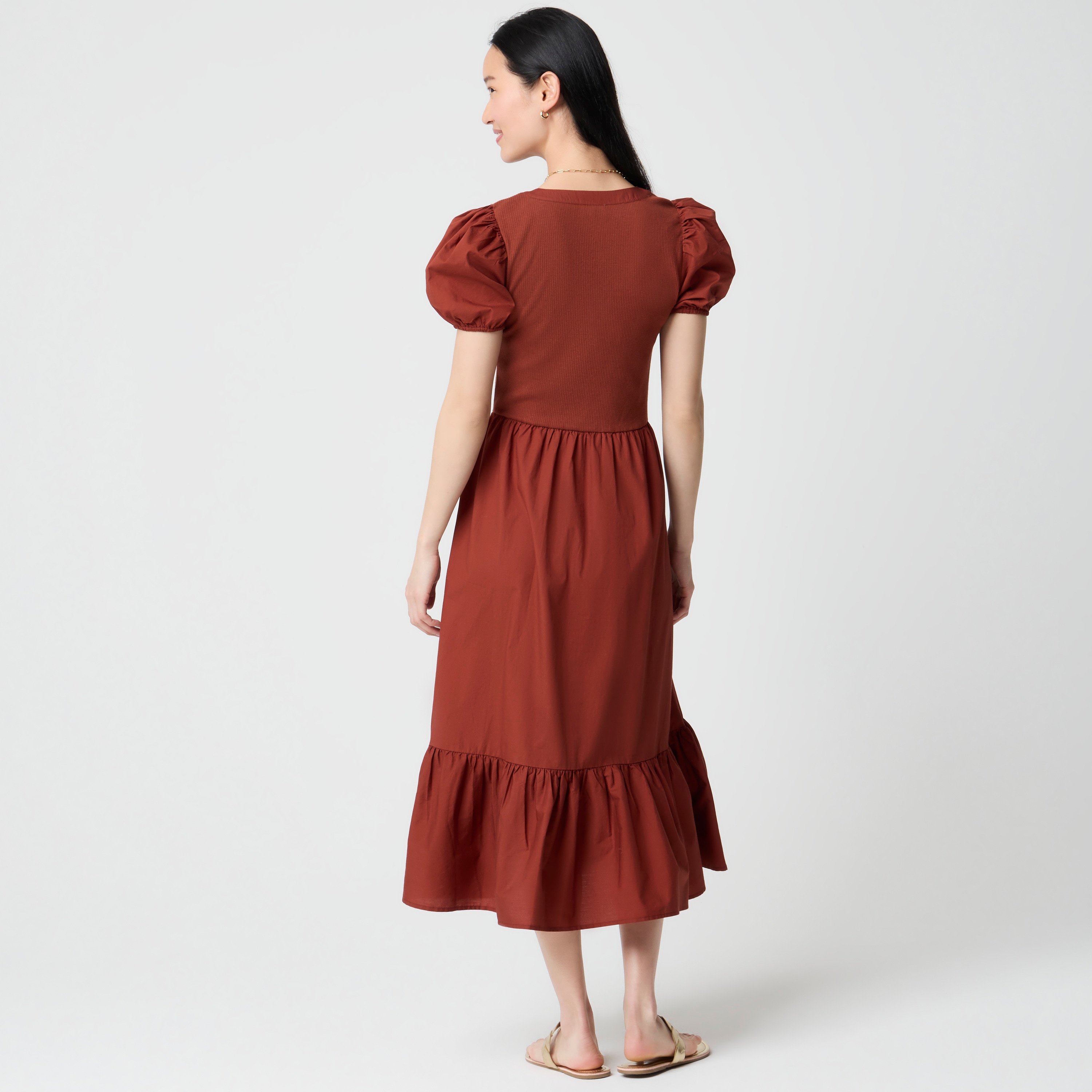 V-neck mixed-media dress