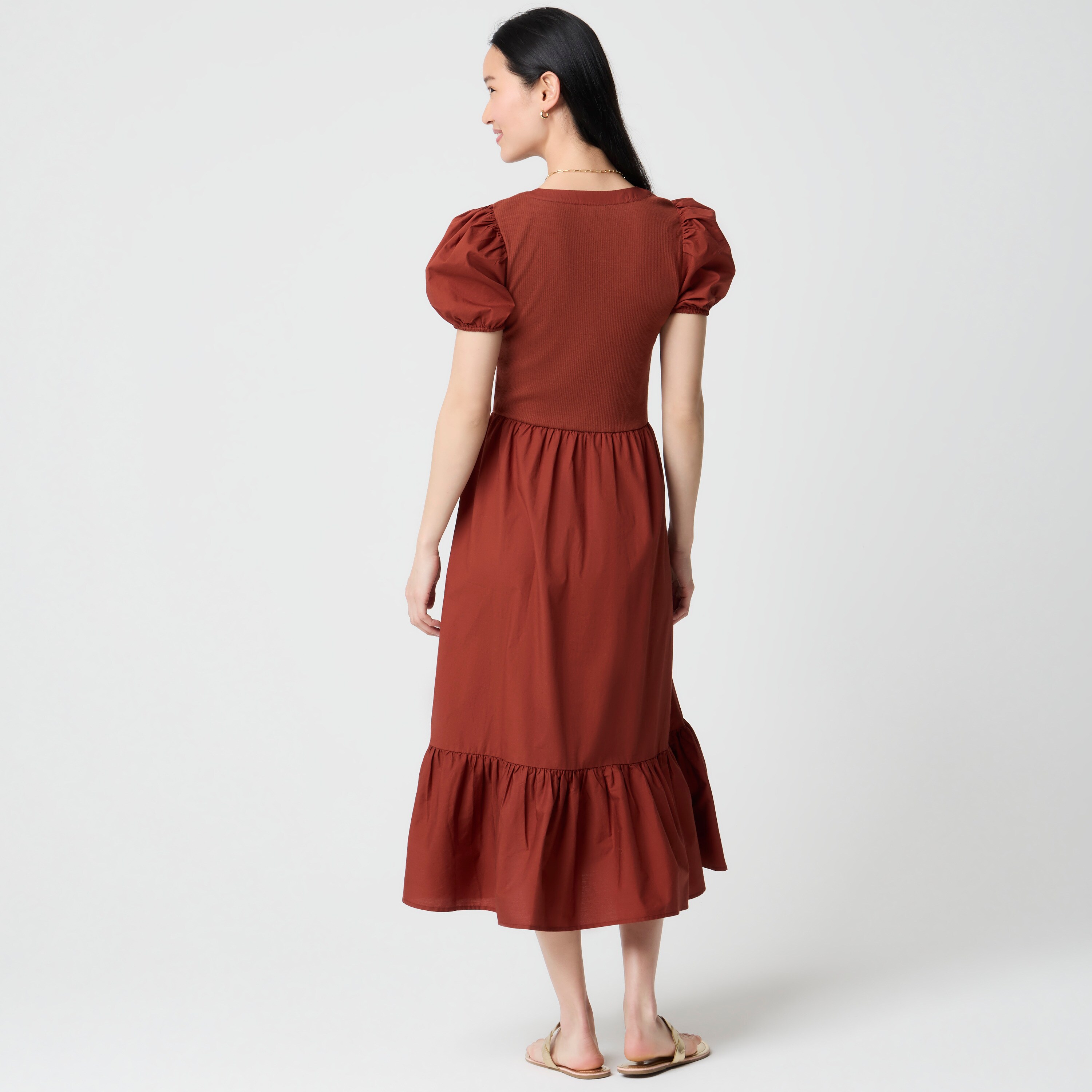 V-neck mixed-media dress