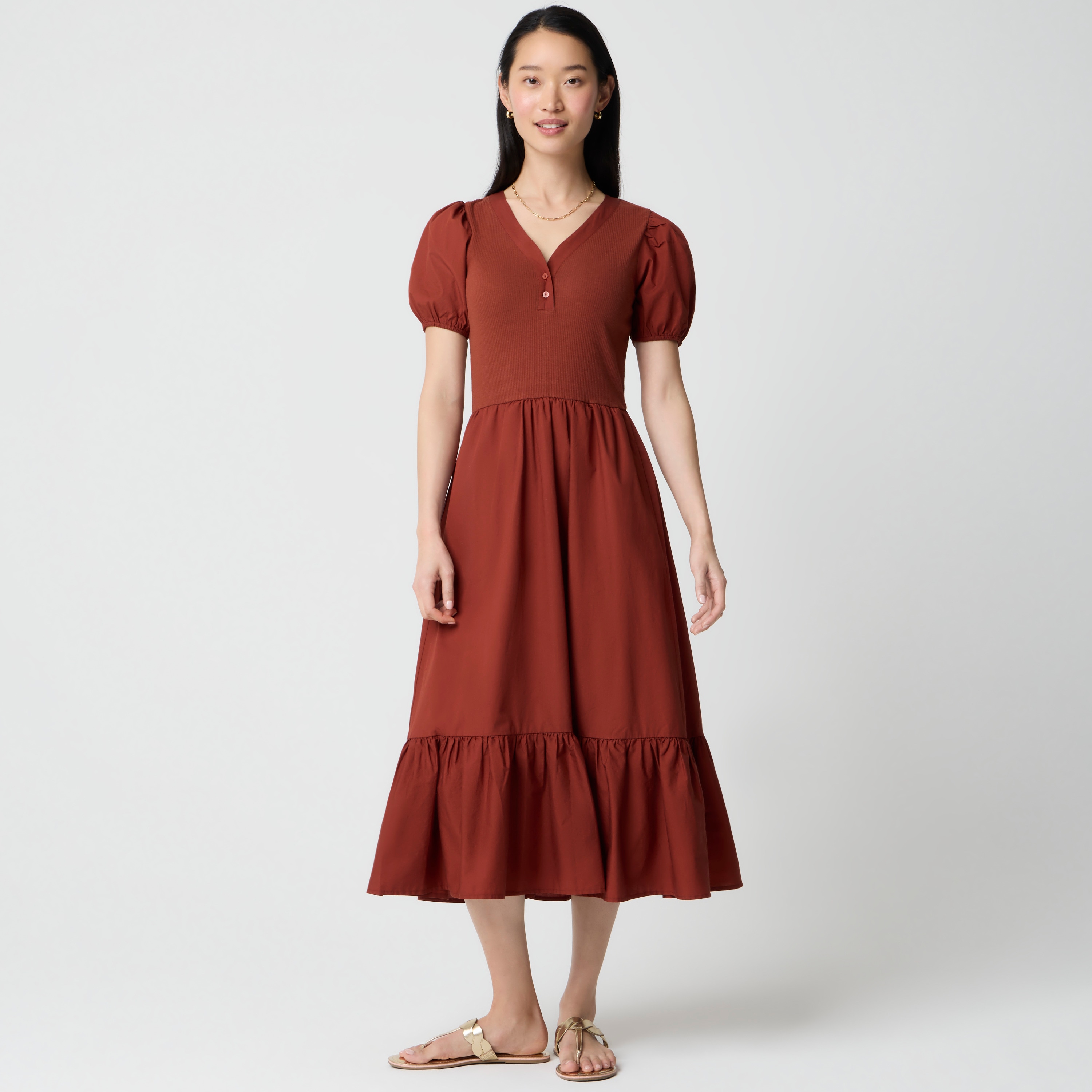 j crew v neck midi dress V-neck Dress In Dot Print For Women
