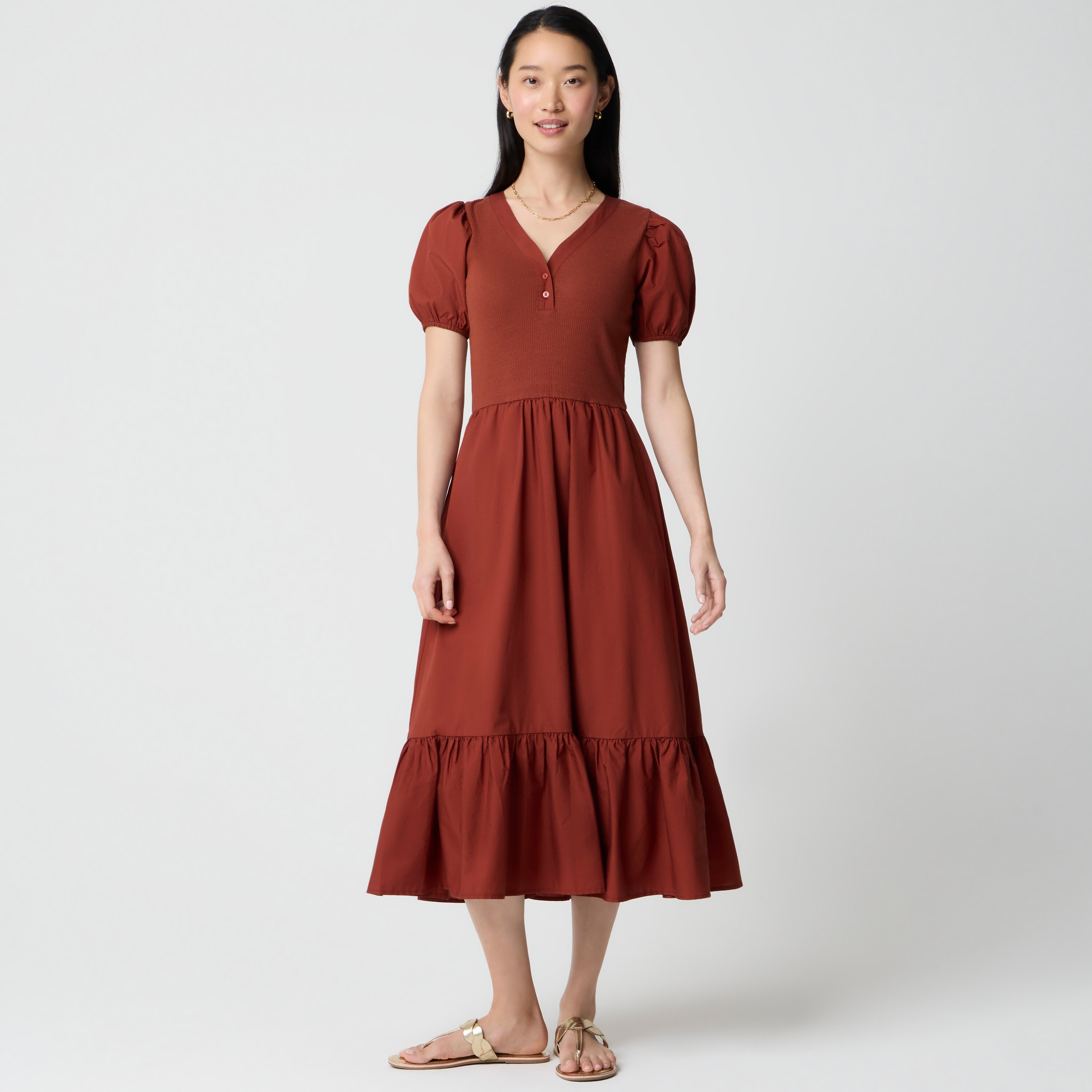 V-neck Mixed-media Dress For Women | Factory