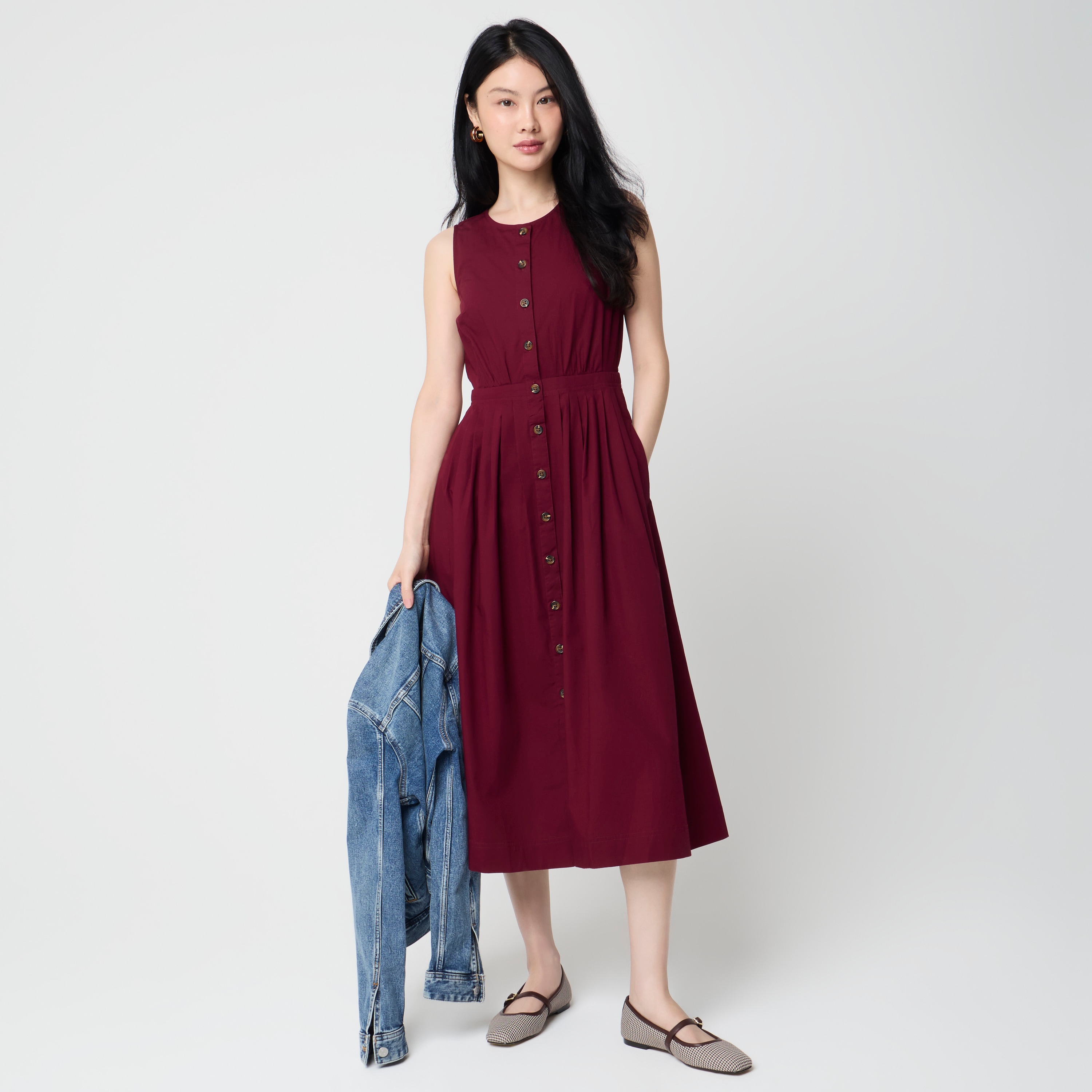 Button-front midi dress