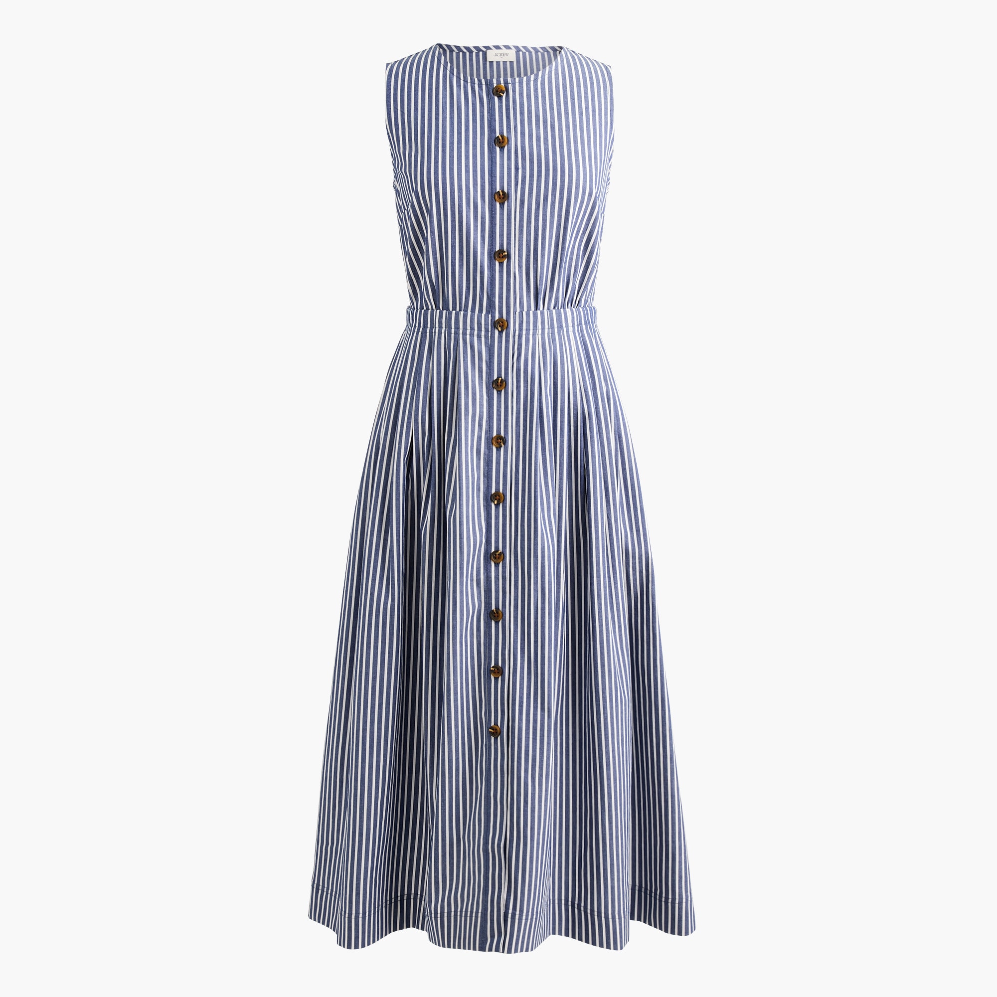 Striped button-front midi dress