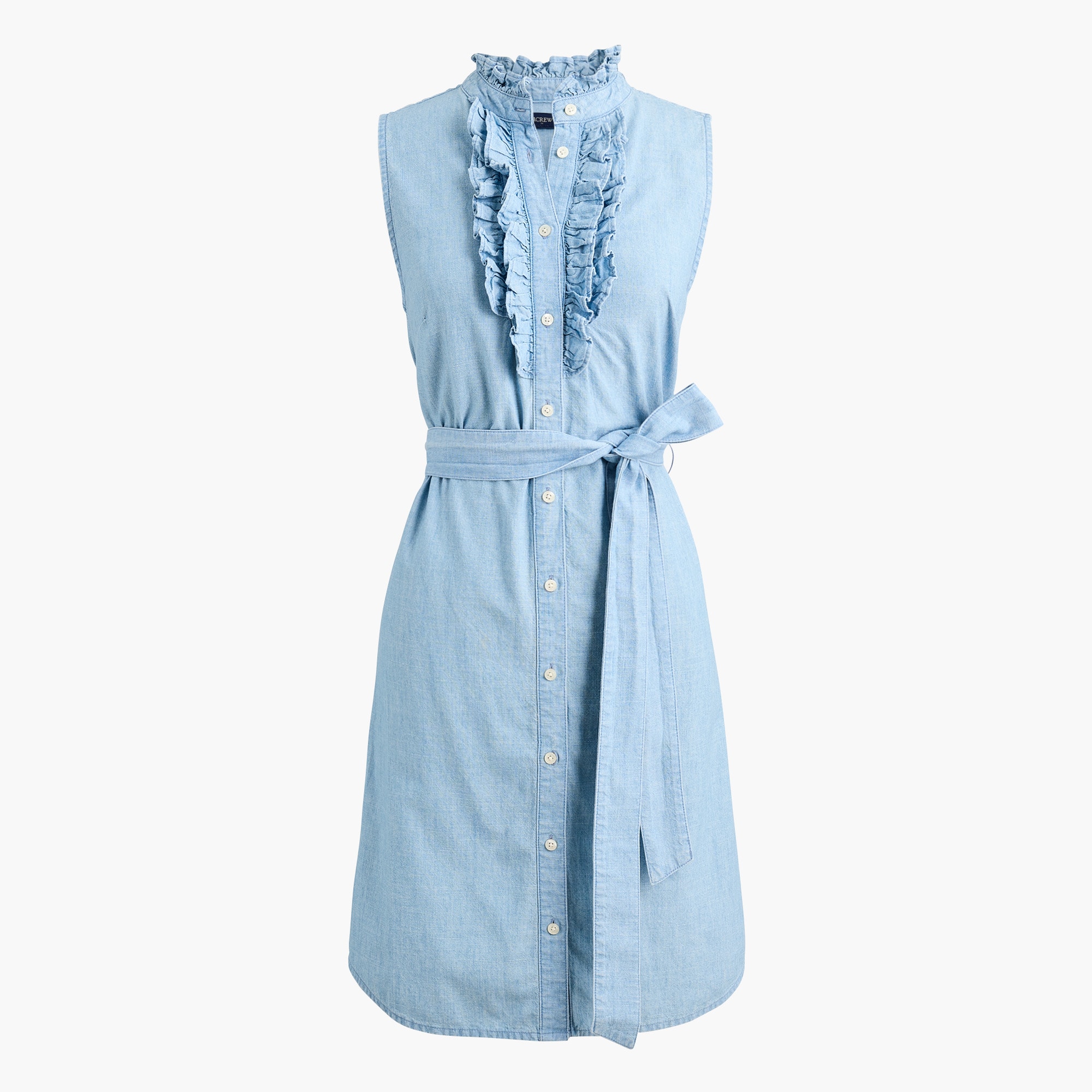 Chambray tie-waist mini dress