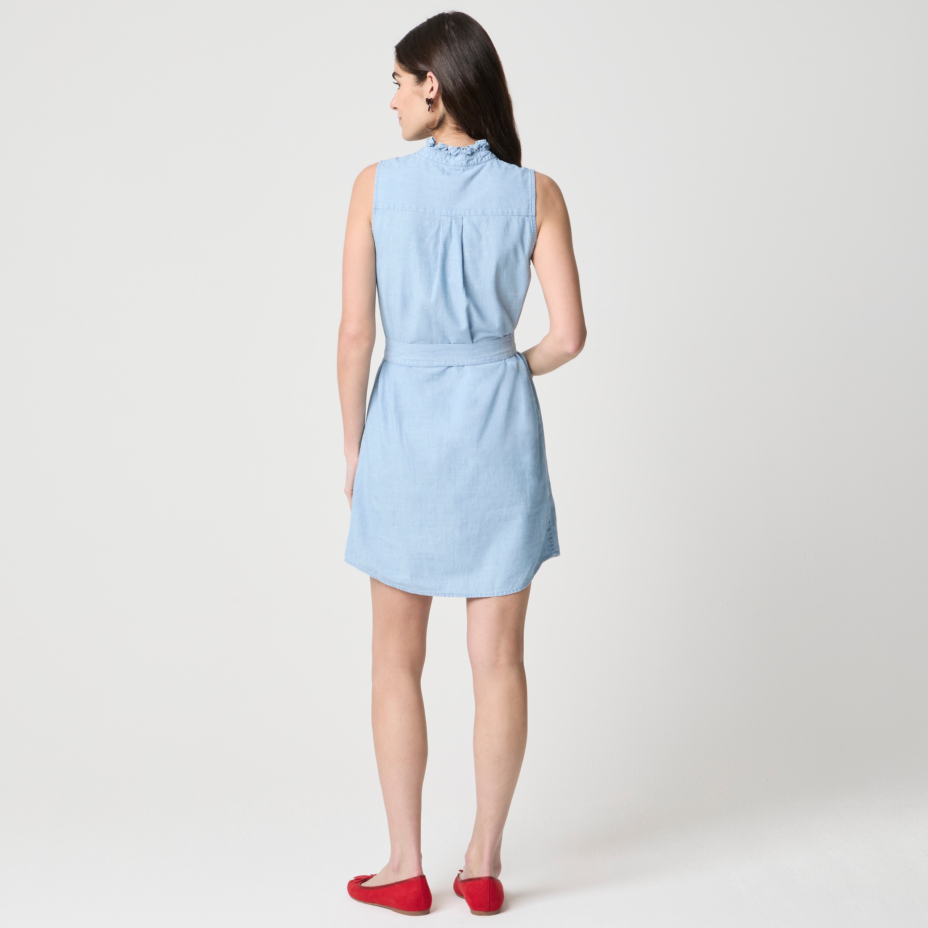 Chambray tie-waist mini dress
