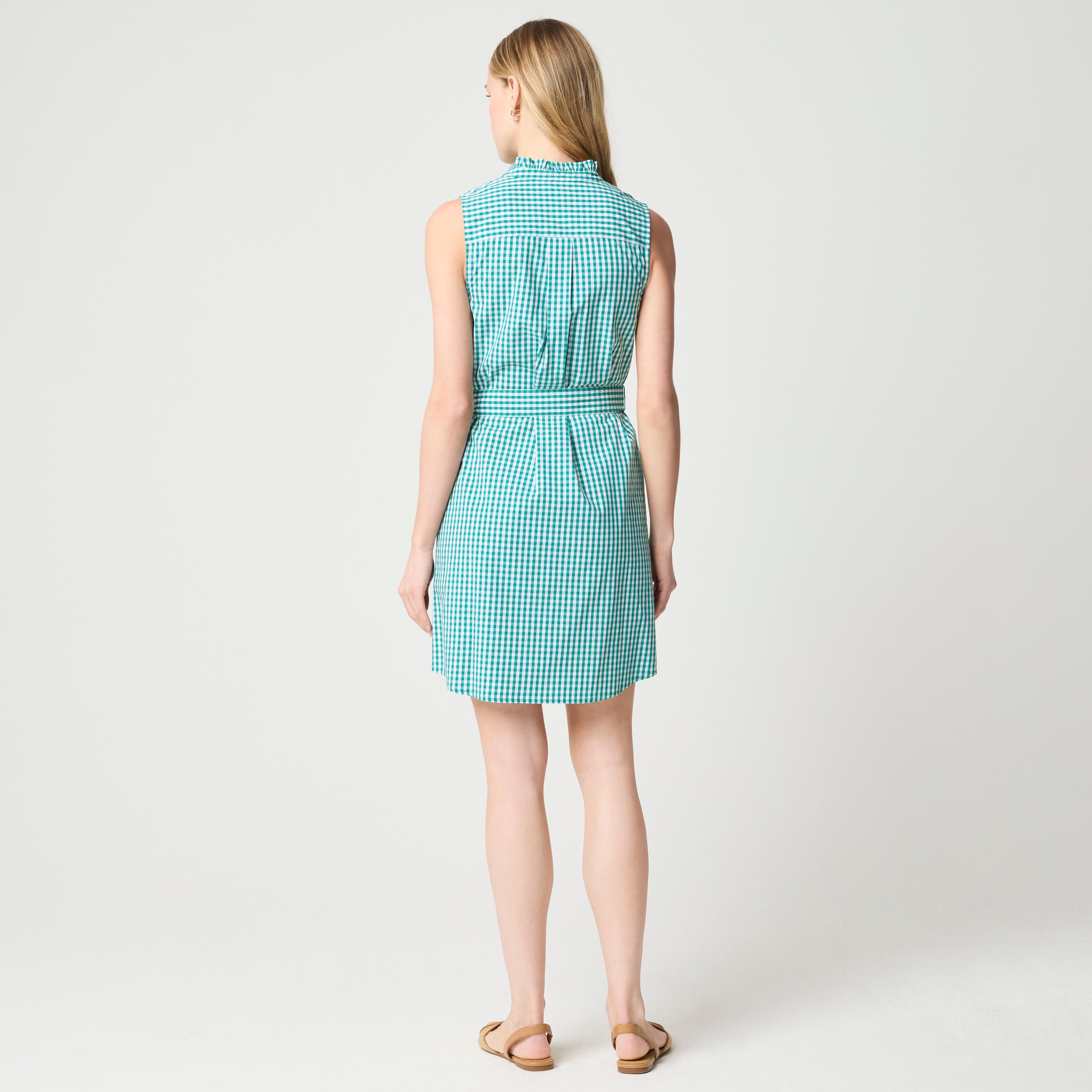 Gingham tie-waist mini dress