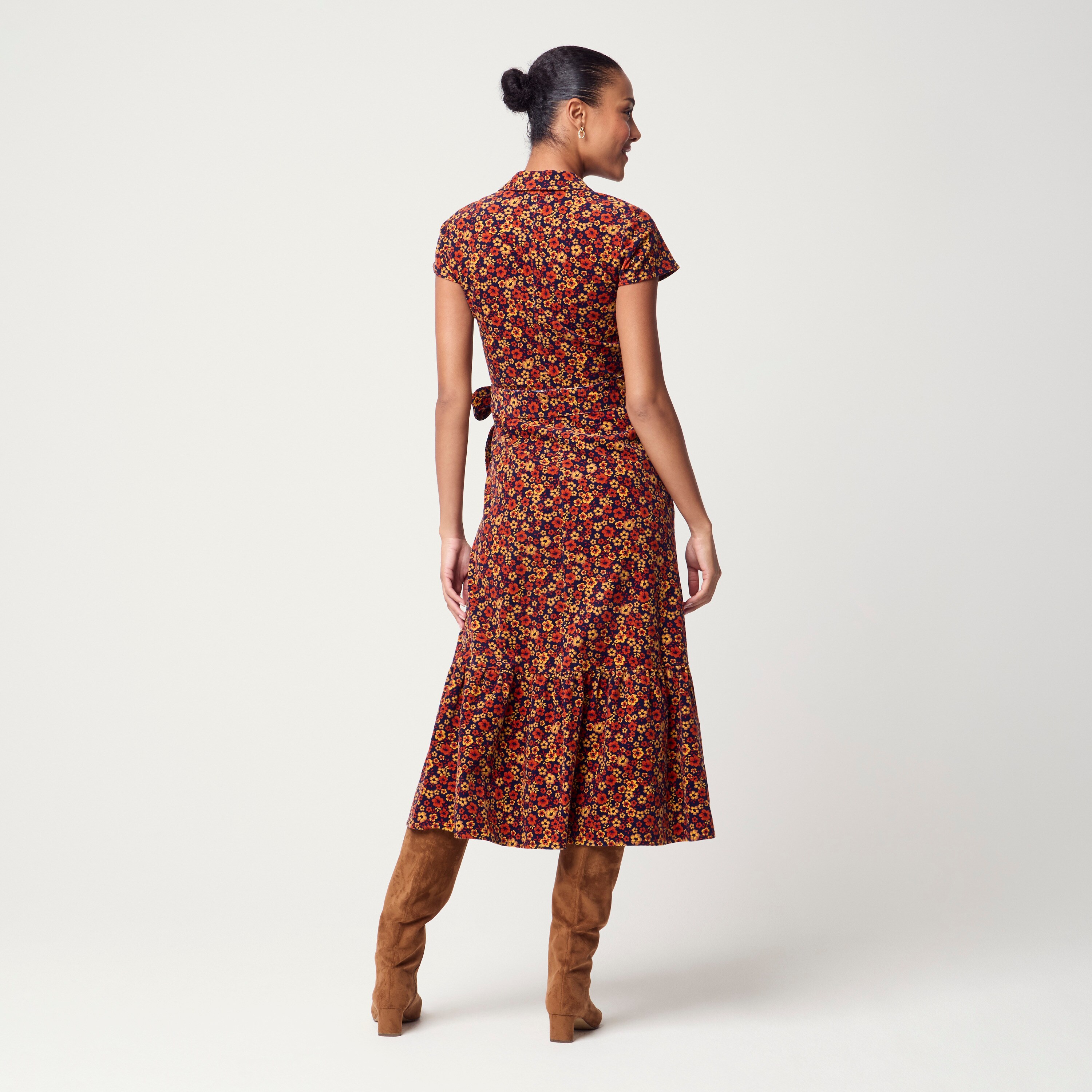 Printed corduroy shirt-dress